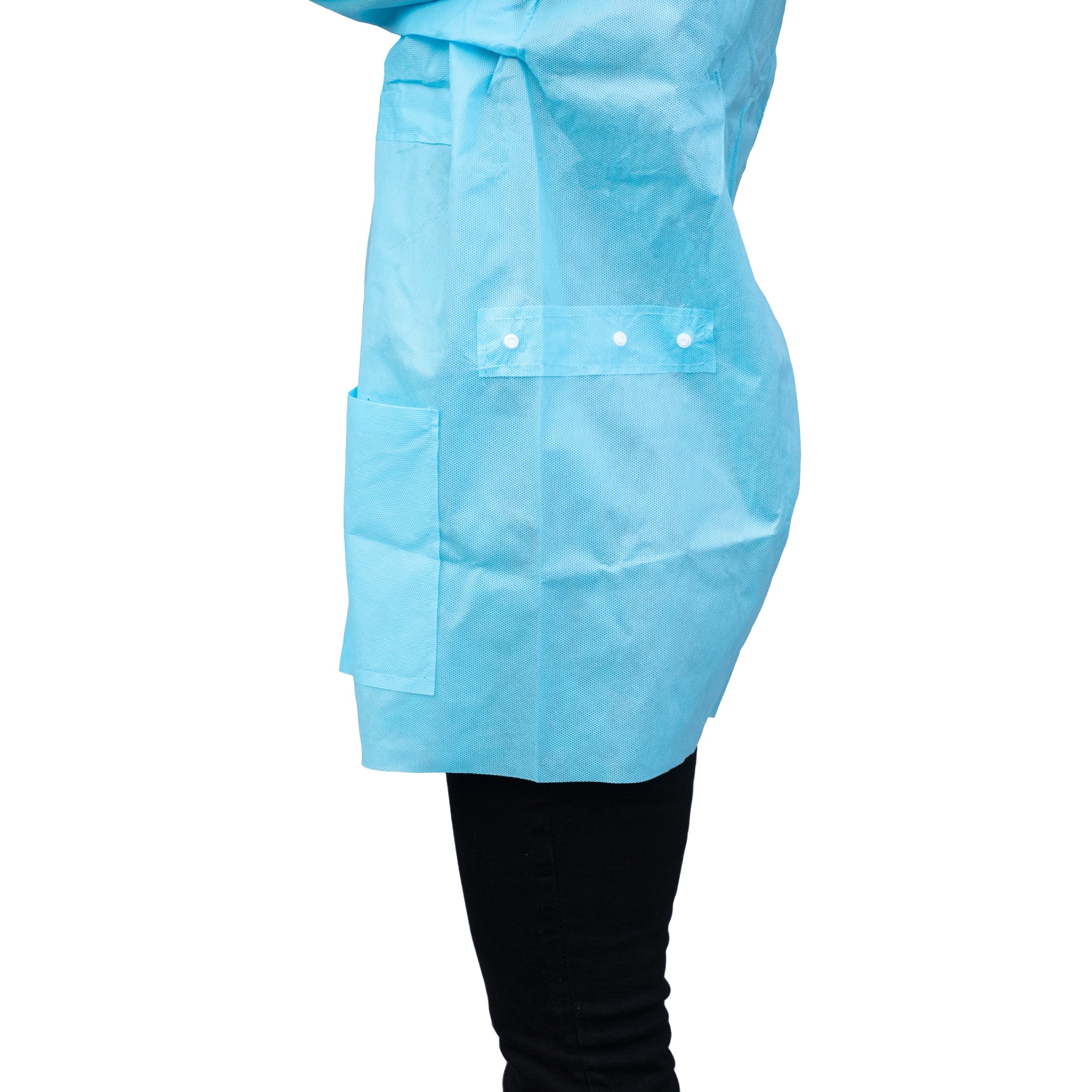 Dukal FitMe Disposable Lab Jacket, Sky Blue, Small, 10/Pack, UGJ-6501-S