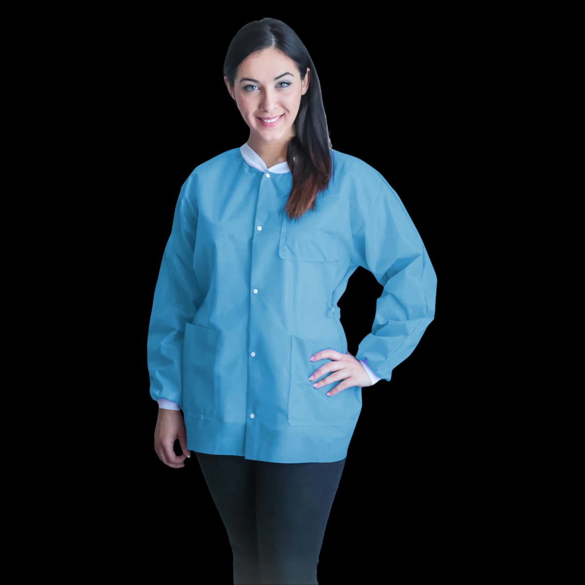 FitMe Lab Jacket, Sky Blue, X-Large, 10/Pack, UGJ-6501-XL