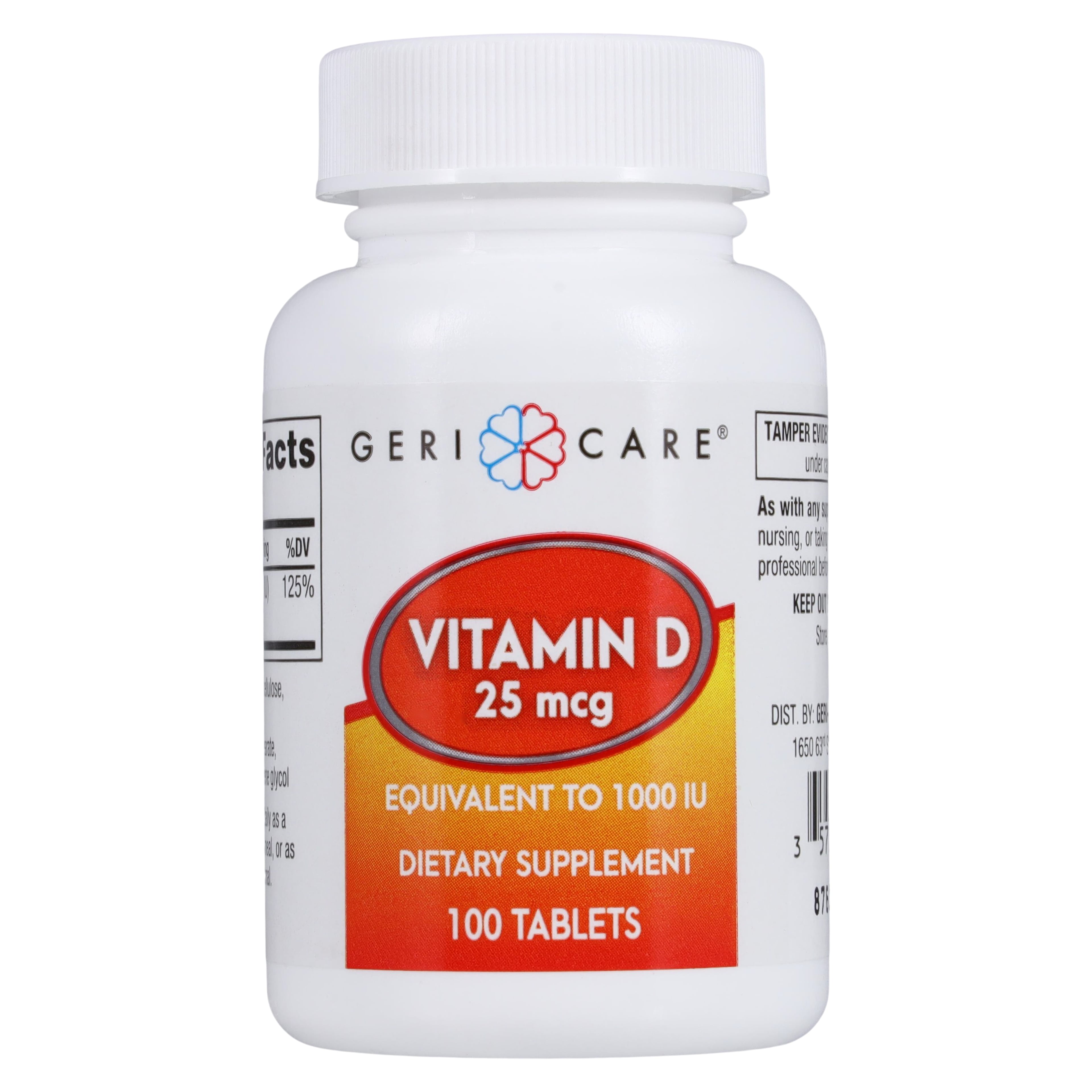 Geri-Care Vitamin D Tablets, 1000 IU, 100/Bottle