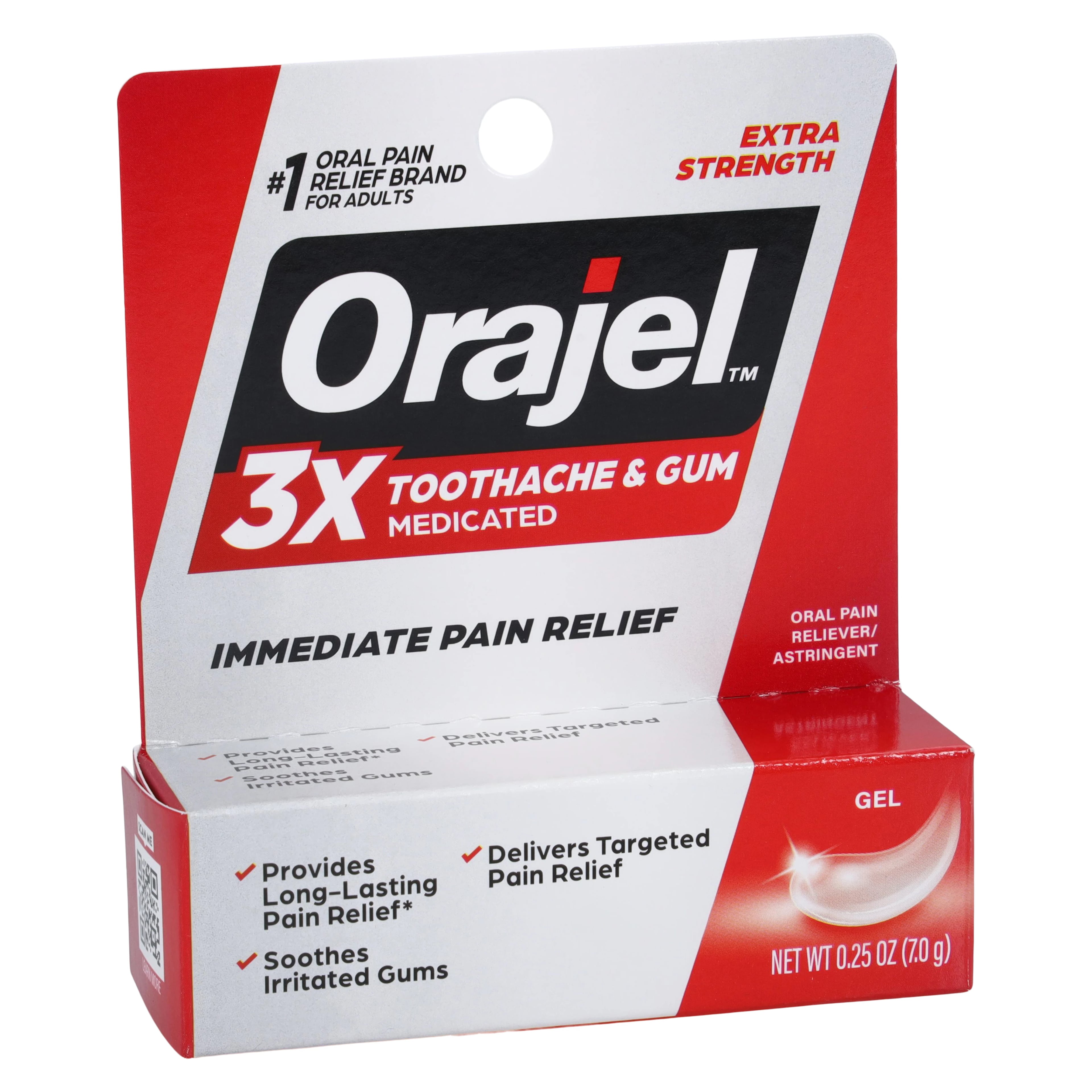 Orajel 3X Medicated Gel, 20% Benzocaine, 0.25 oz Tube
