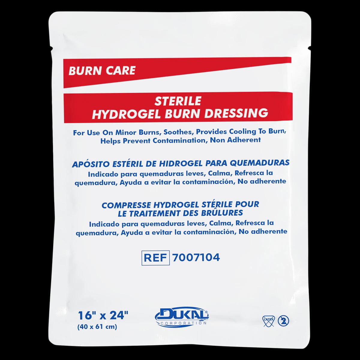 Dukal Hydrogel Burn Dressing, Sterile, 24" x 16", 10/Case