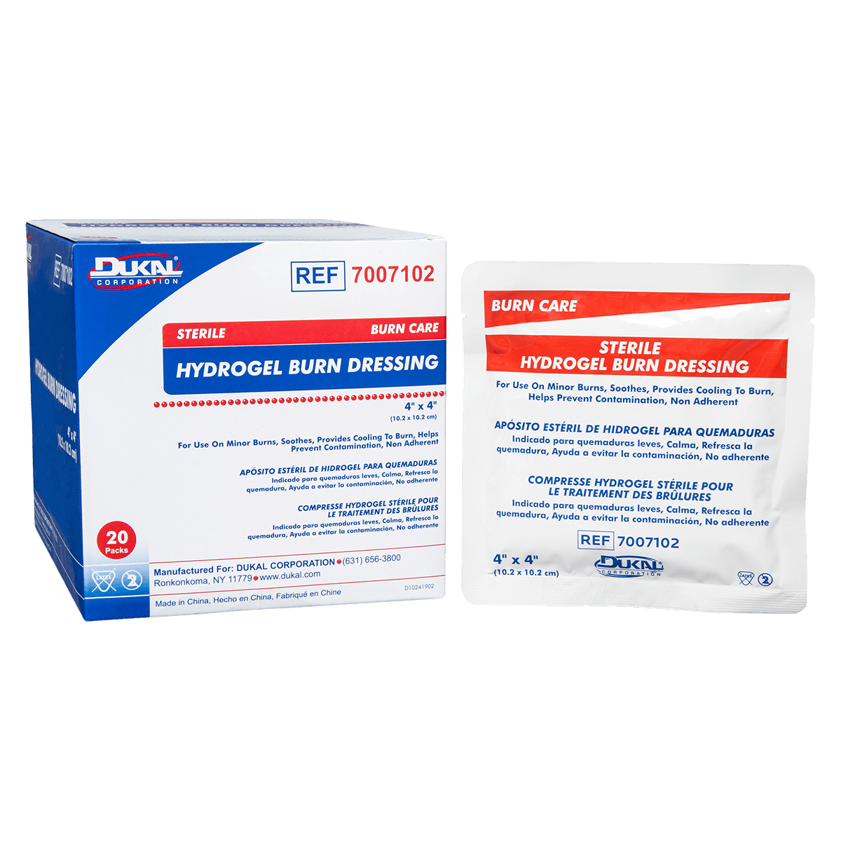 Dukal Hydrogel Burn Dressing, 4" x 4", Sterile, 240/Case
