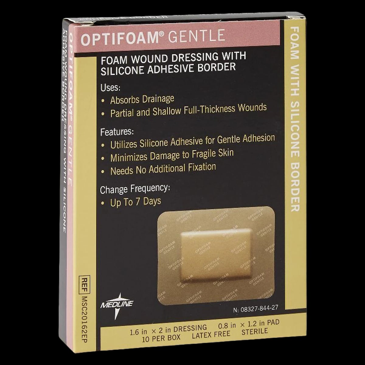 Medline Optifoam Gentle Foam Dressing, 1.6" x 2", Sterile, Latex-Free