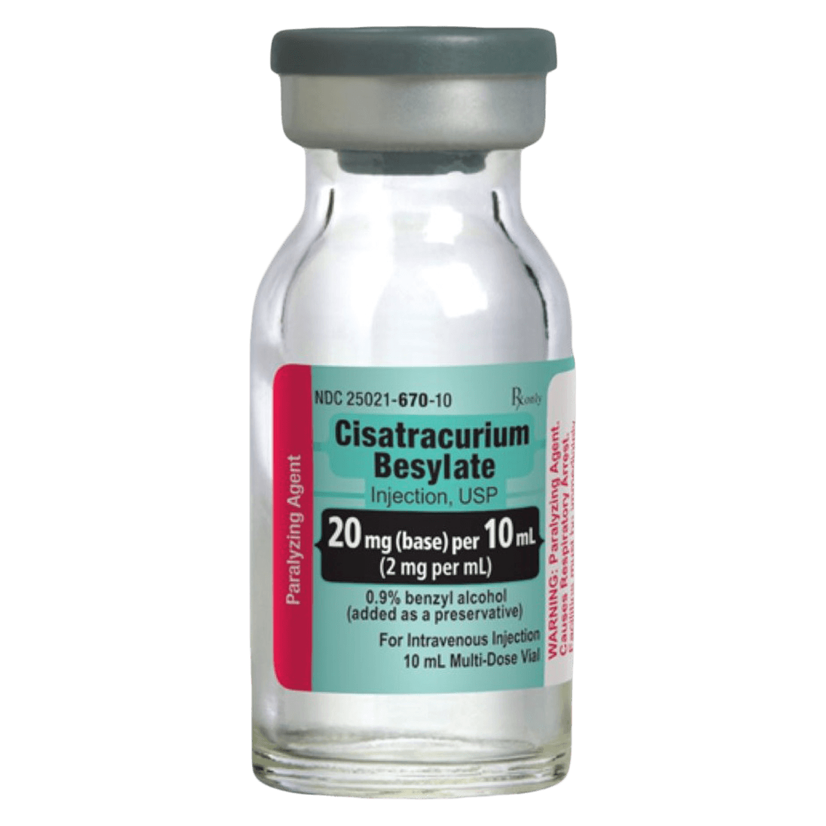 Cisatracurium Besylate Injection, 2 mg/mL, 10 mL Multiple-Dose Vial, 10/Package, Sagent Pharmaceuticals
