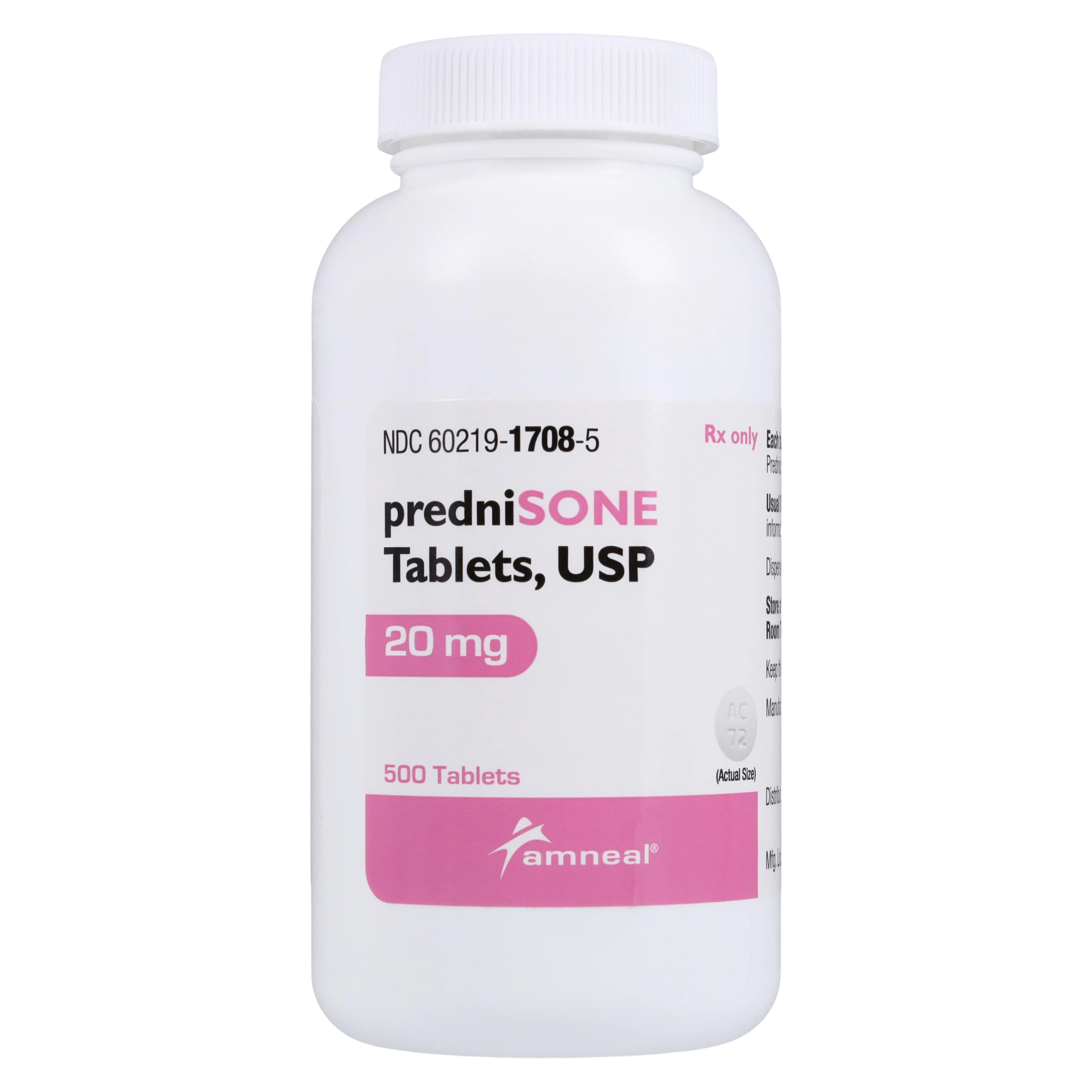 Amneal Prednisone Tablets, 20mg, 500/Bottle