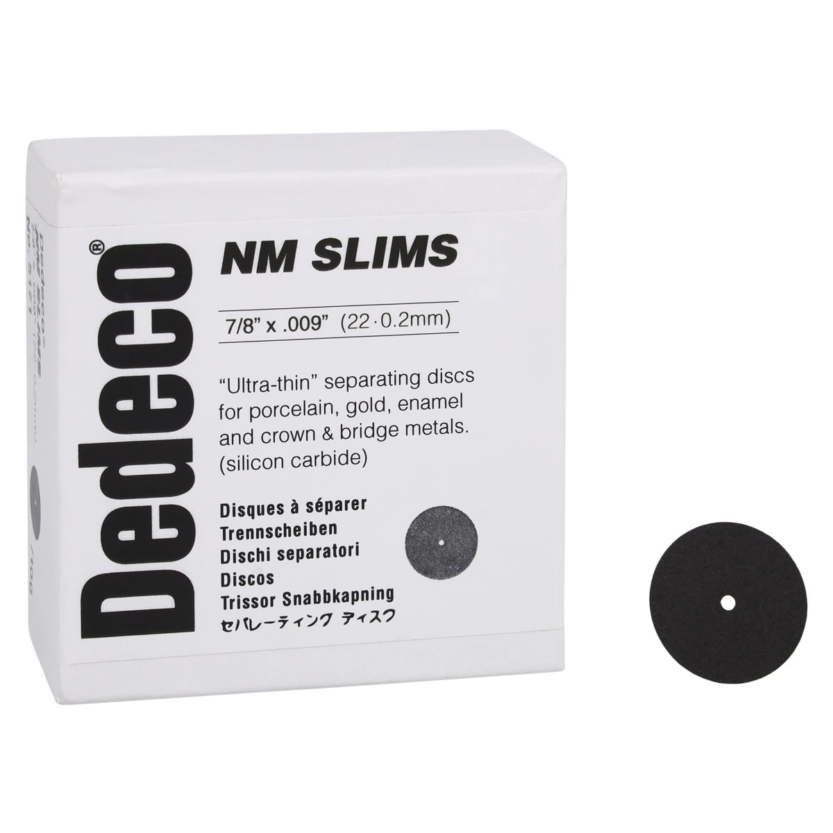 Dedeco NM Slims Ultra-Thin Silicon Carbide Separating Discs, 7/8" x 0.009", 100/Box, 5171