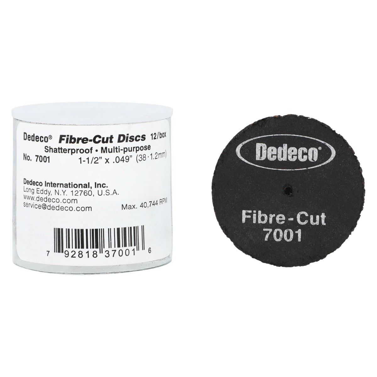 Dedeco Fibre-Cut Discs (Econo), 1-1/2" x .049" x 1/16", Aluminum Oxide, 12/Box