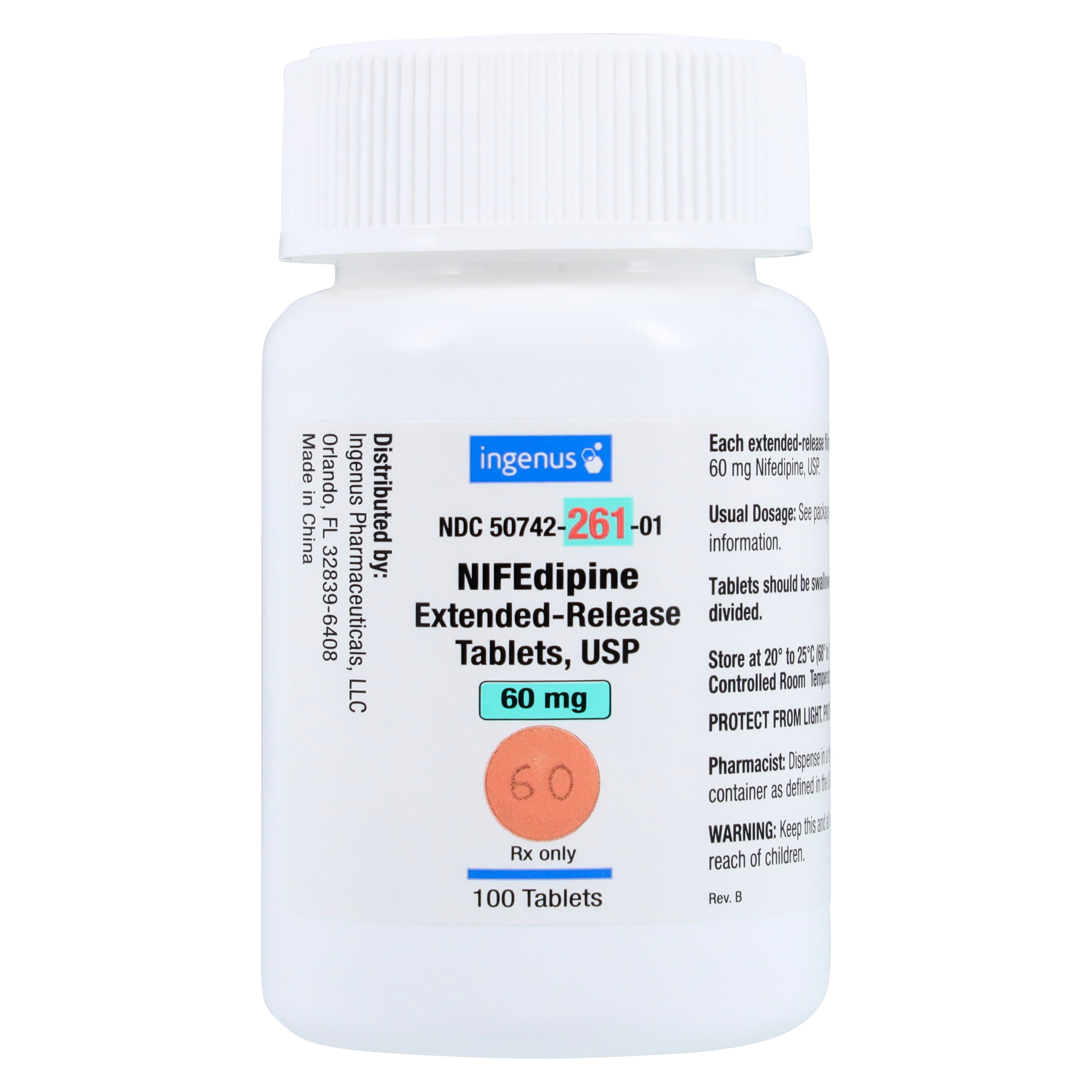 Nifedipine Extended-Release Tablets 60 mg, 100 Count Bottle (Ingenus Pharma)
