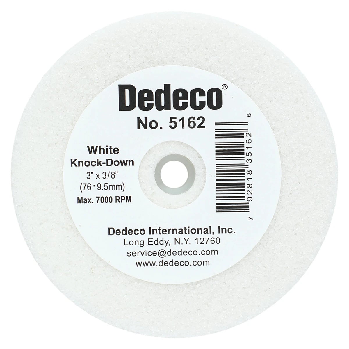 Dedeco White Knock-Down Lathe Wheel, 3" x 3/8", Plastic Center, 1/Pk, 5162