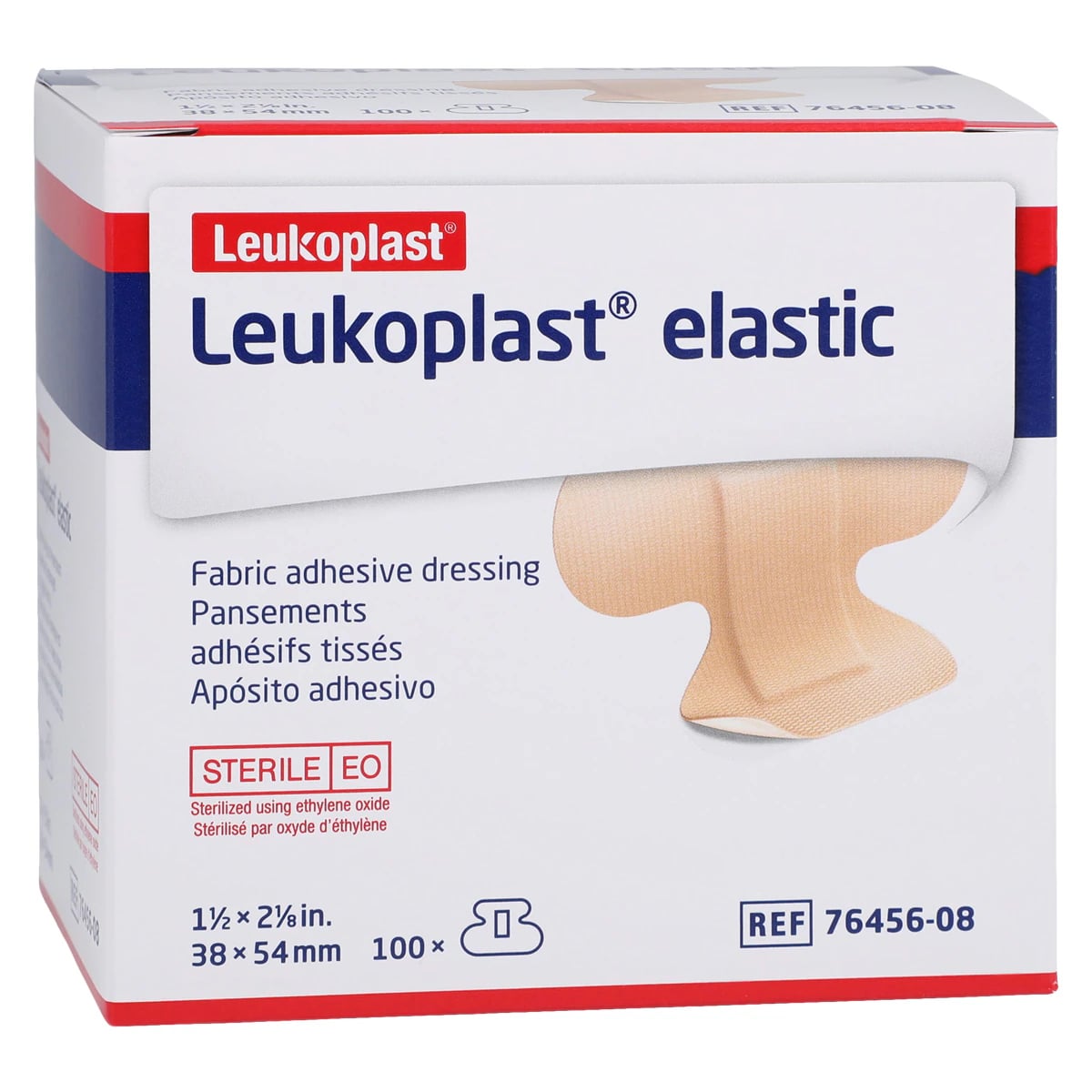 Leukoplast Adhesive Bandage, Elastic/Fabric, 1.5" x 2", Tan, Sterile, 100/Box
