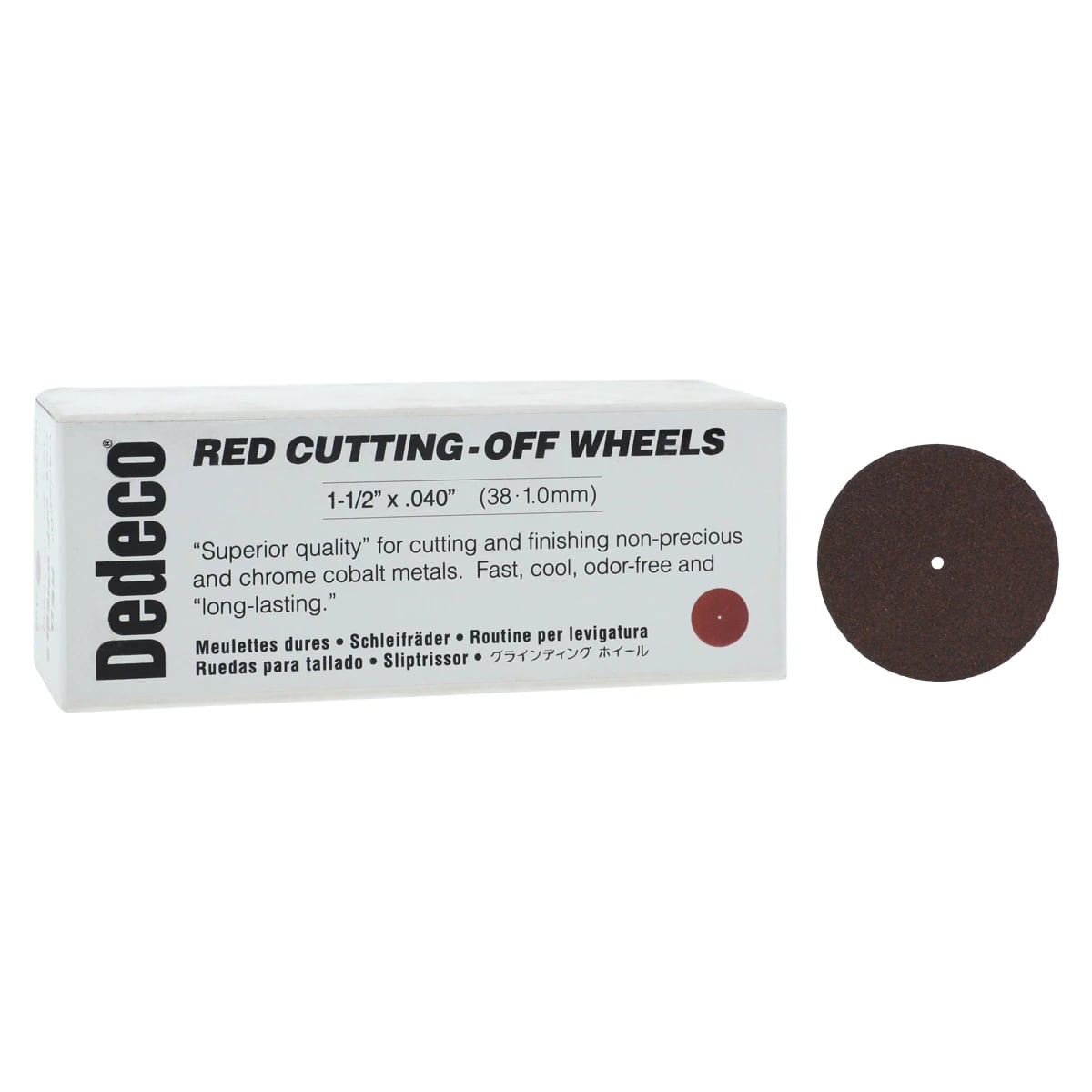 Dedeco Red Cut-Off Wheel, 1-1/2" x .040", Aluminum Oxide, 100/Box, #7024