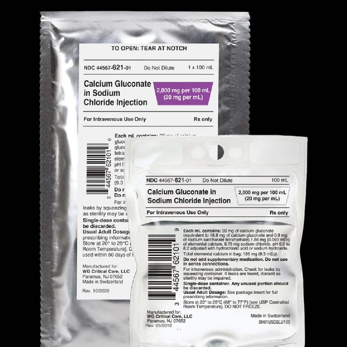 Calcium Gluconate Injection 200 mg/mL, Single-Dose Vial, 100 mL, 24/Package
