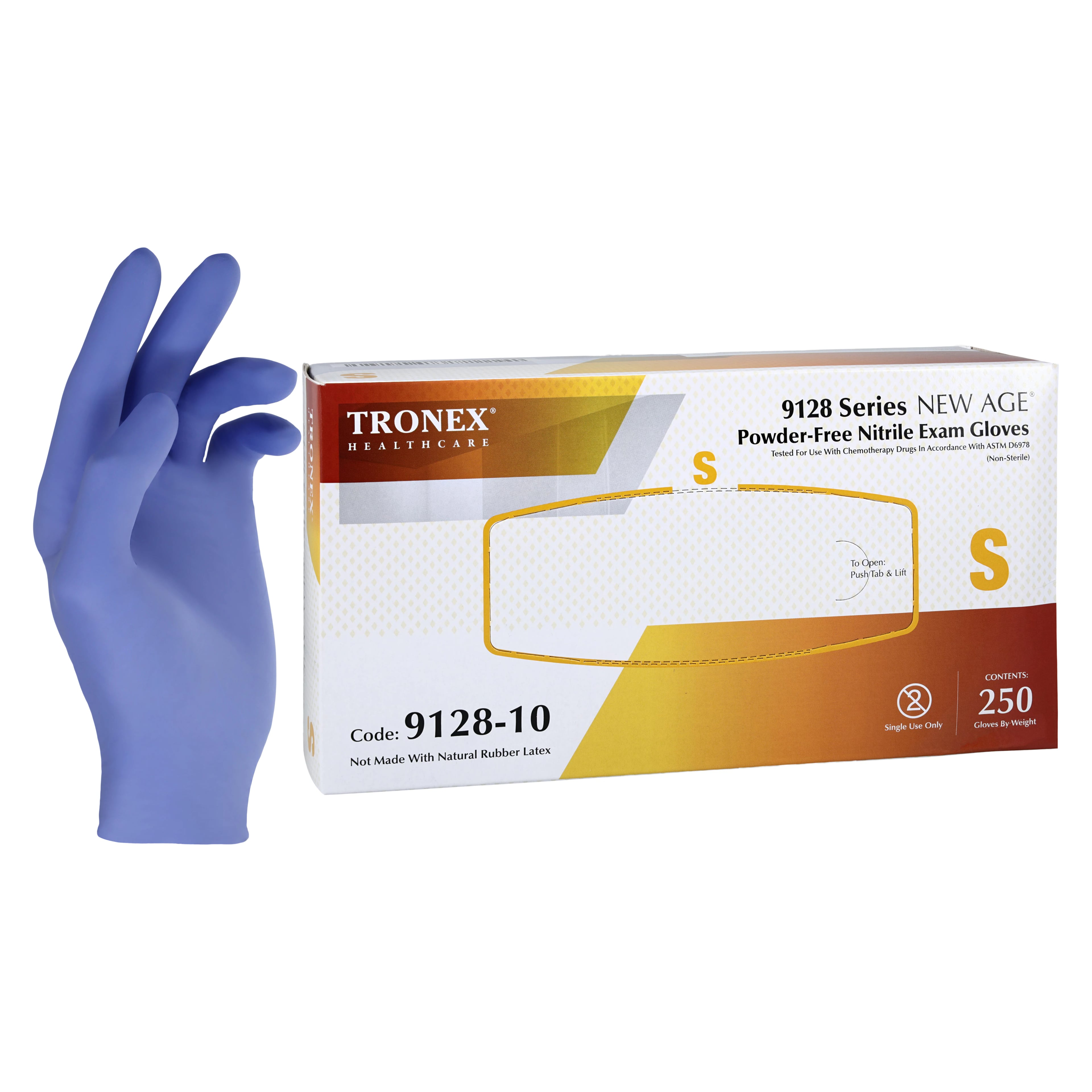 New Age Nitrile Exam Gloves, Chemo Rated, Small, Blue, Non-Sterile, 250/Box