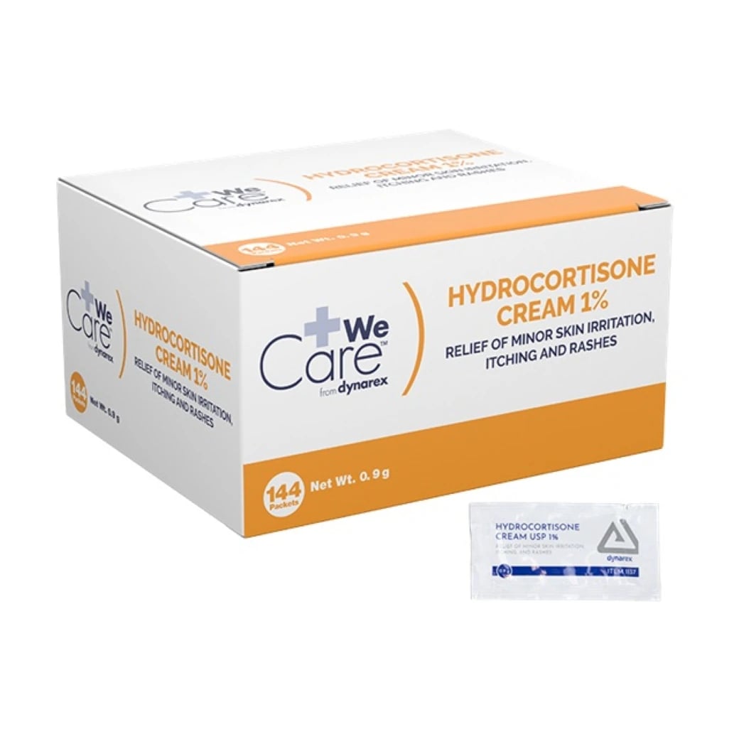 Dynarex Hydrocortisone 1% Anti-Itch Cream, 1/32 oz Foil Packets, 144/Box