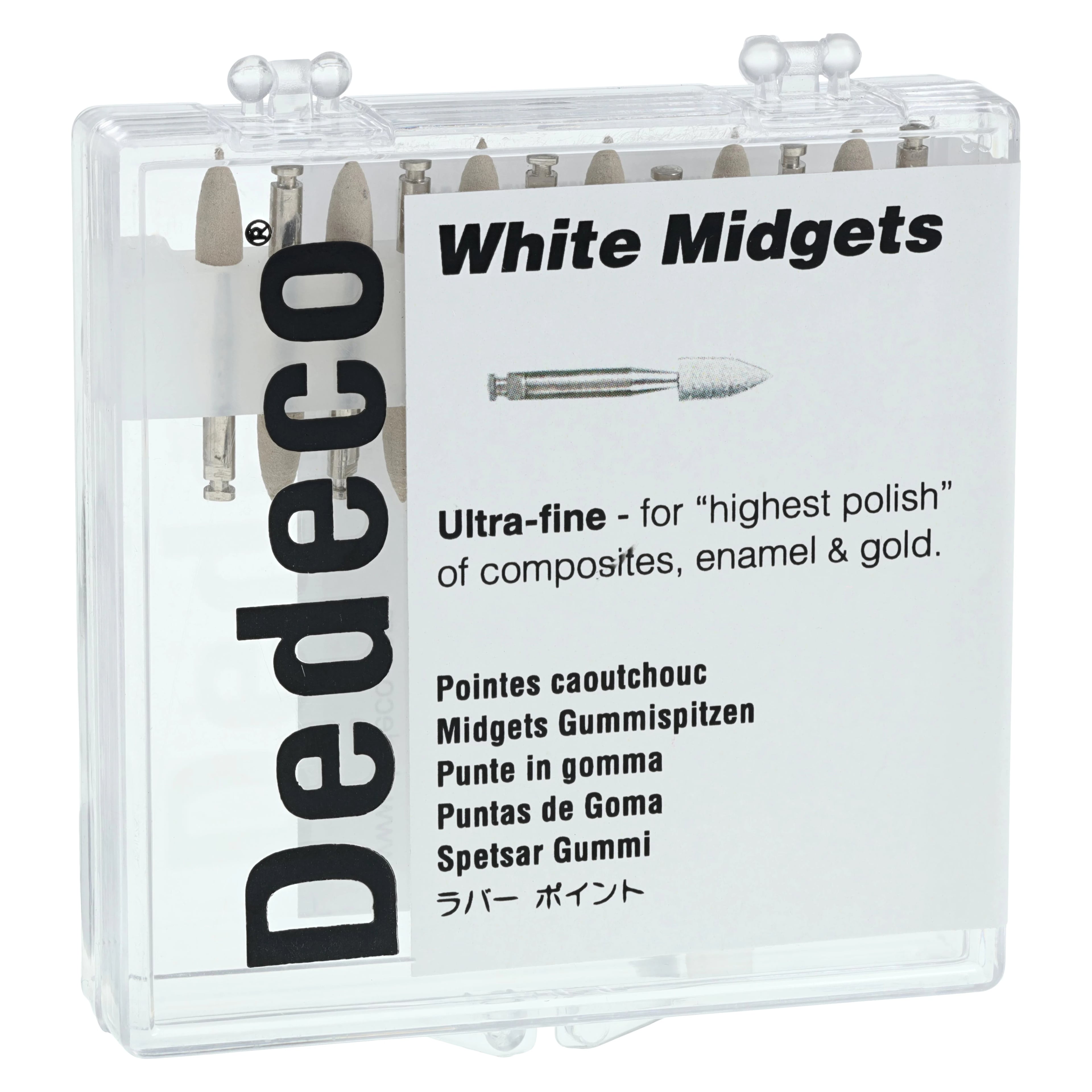 Dedeco Classic Midget Polishers, White Mini RA, Ultra-Fine, 12/Box, 4770