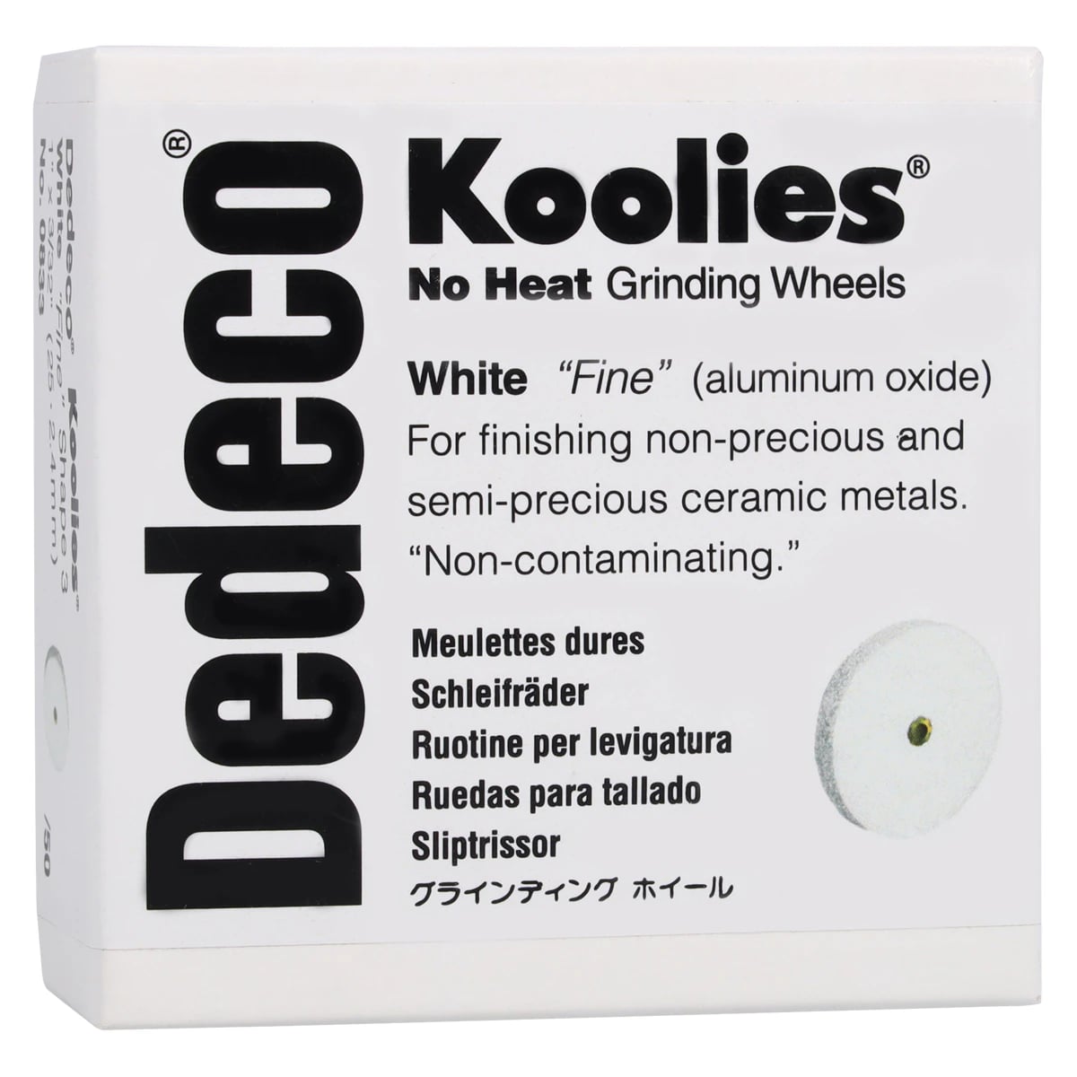 Dedeco Koolies White #3 Grinding Wheels, Fine Aluminum Oxide, 1" x 3/32", 50/Box