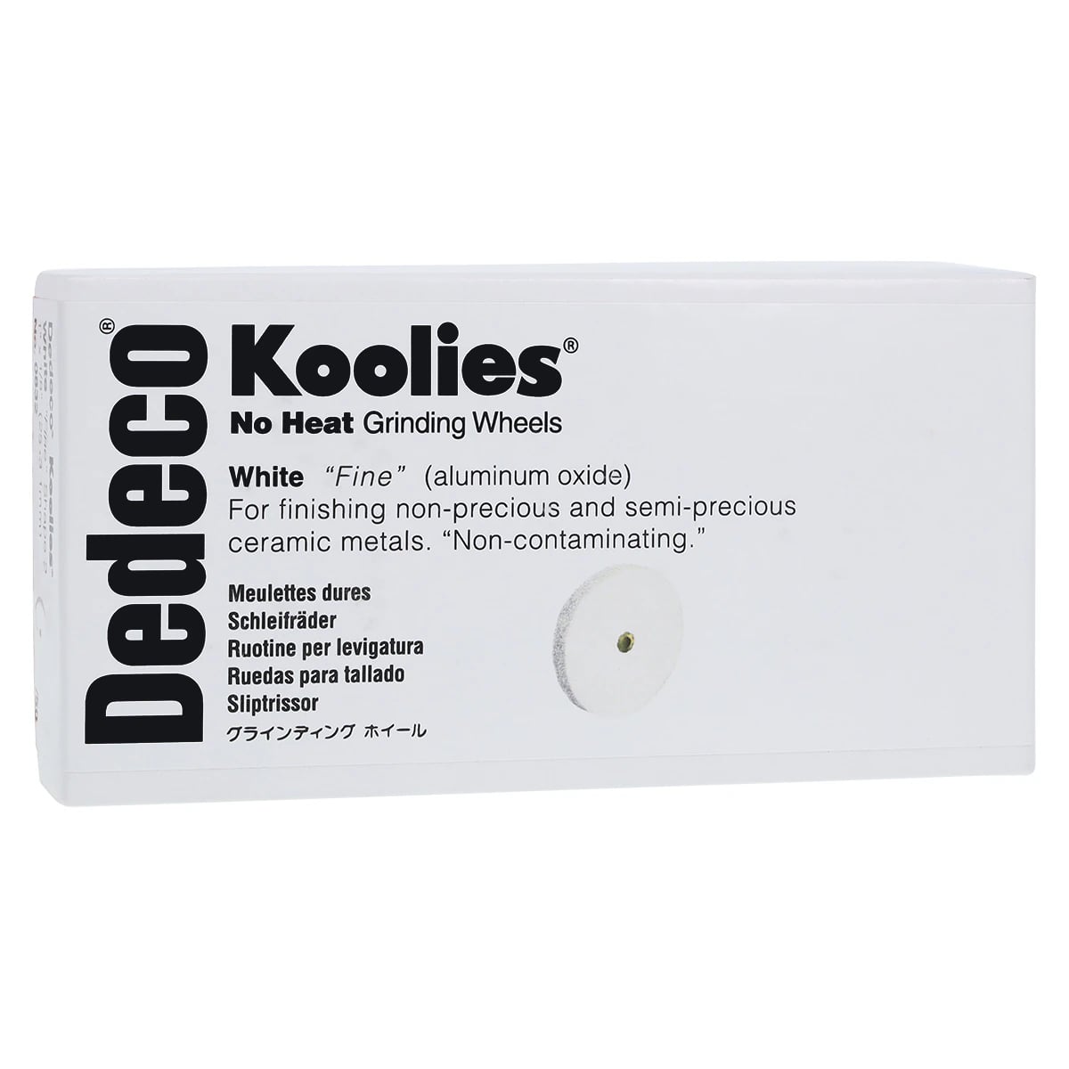 Dedeco Koolies White Shape-2 Grinding Wheels, Fine Aluminum Oxide, 1" x 1/8", 50/Box, #832