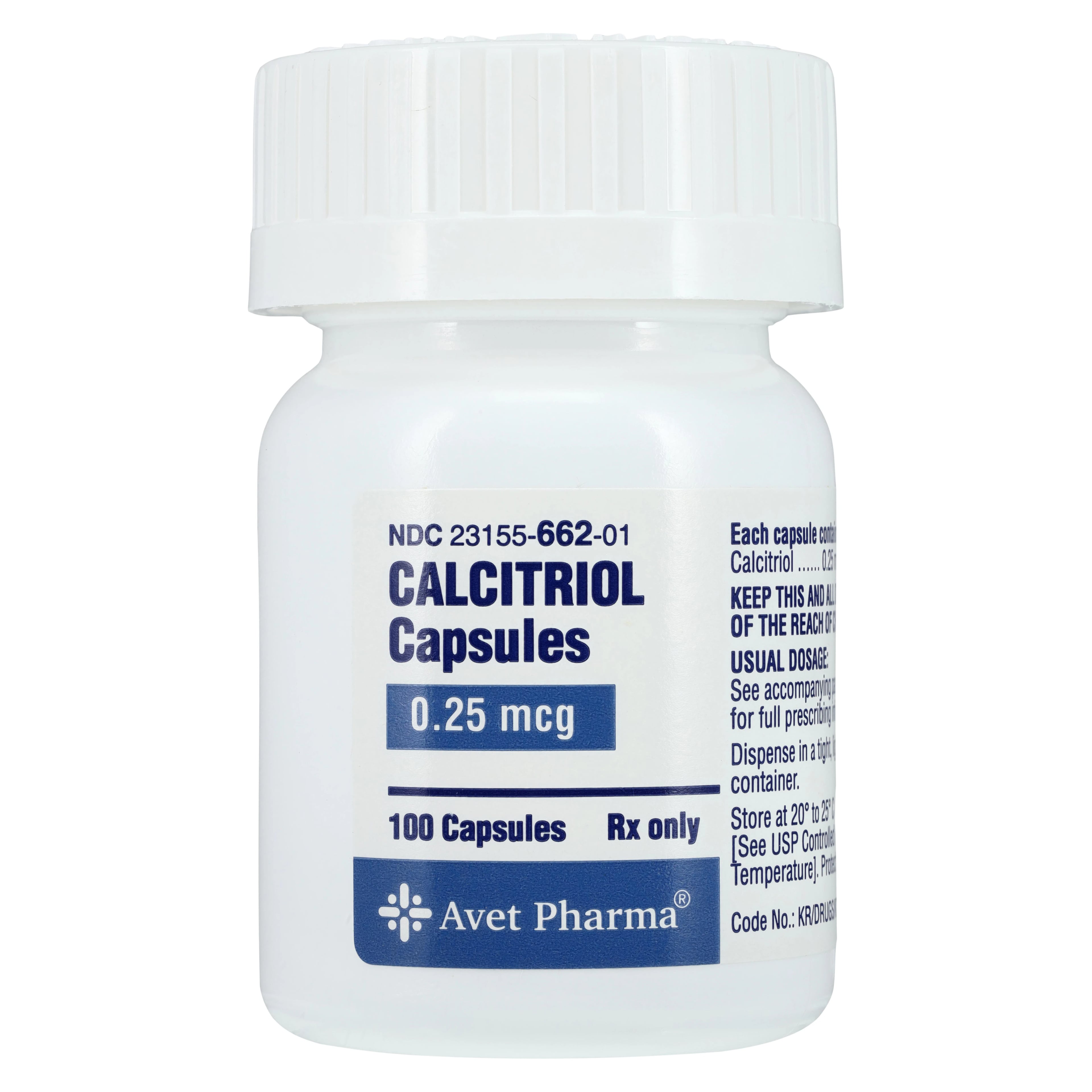 Calcitriol Capsules 0.25 mcg, 100 Count Bottle (Heritage Pharmaceuticals)