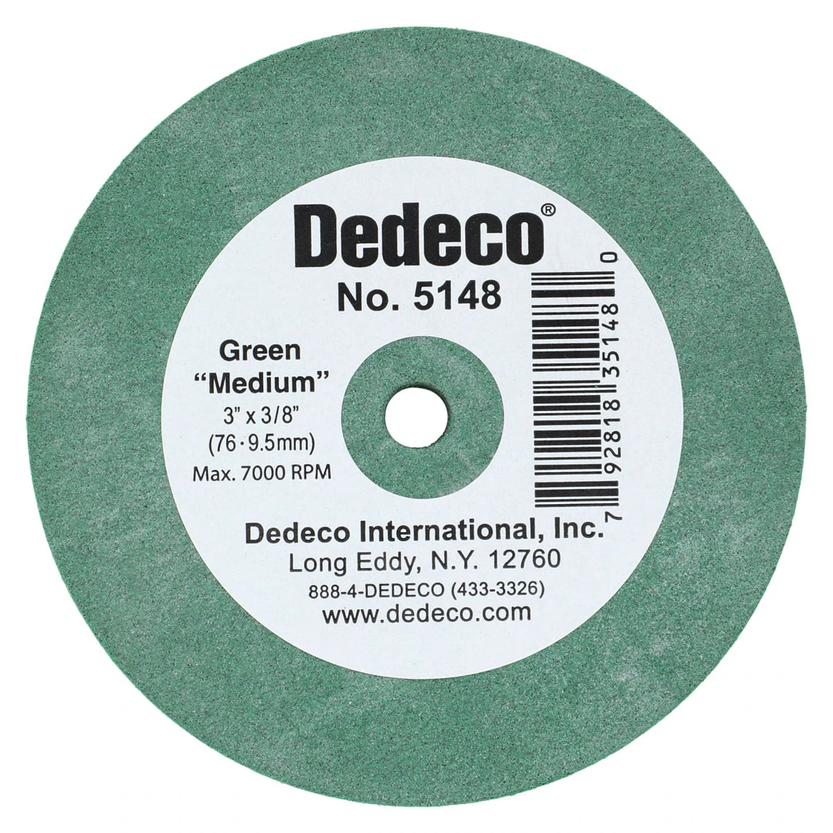Dedeco Green Medium Lathe Wheel, 3" x 3/8", 1/Pk, 5148
