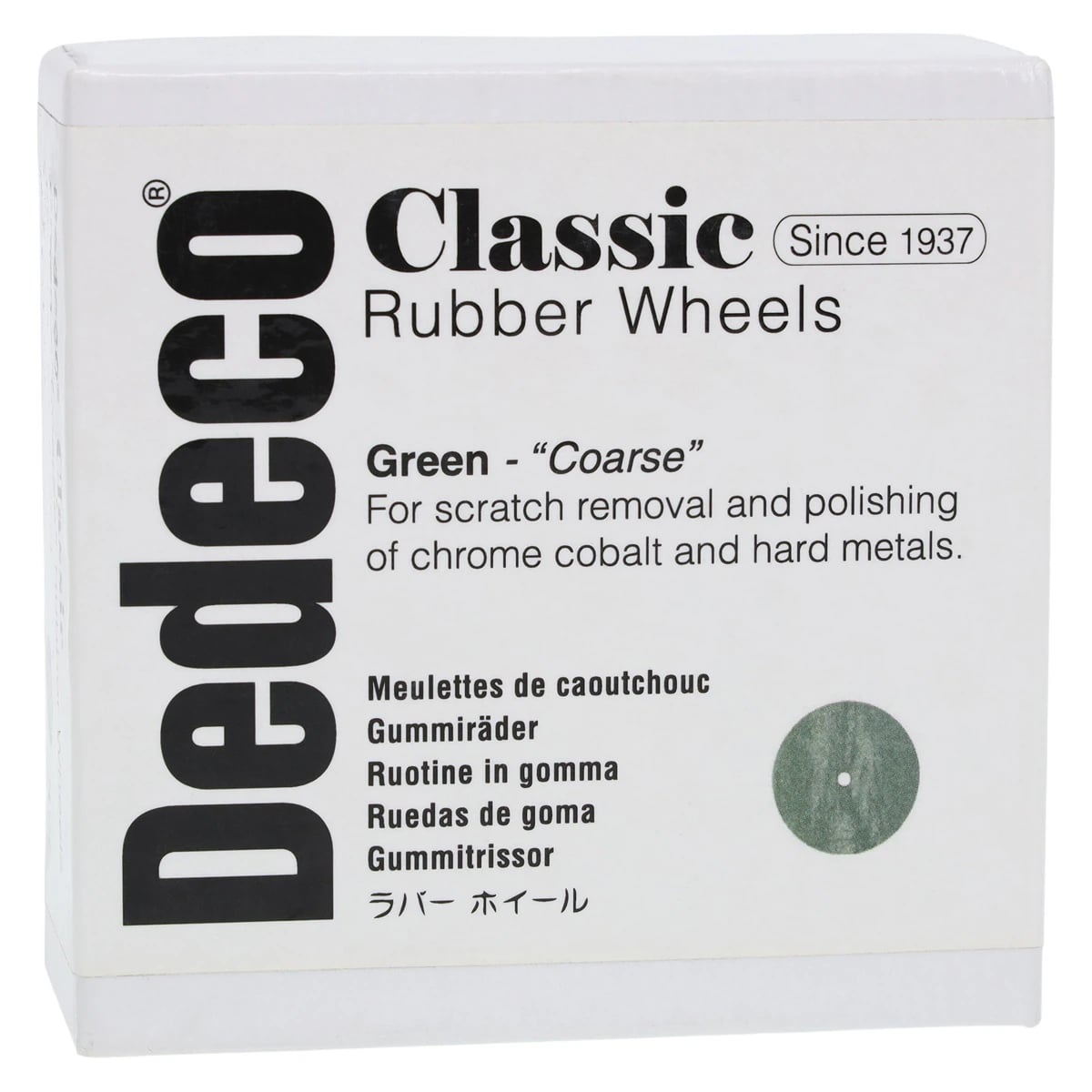 Dedeco Classic Green Rubber Wheel, Square-Edge, Coarse, 7/8" x 1/8", 100/Box, 5001