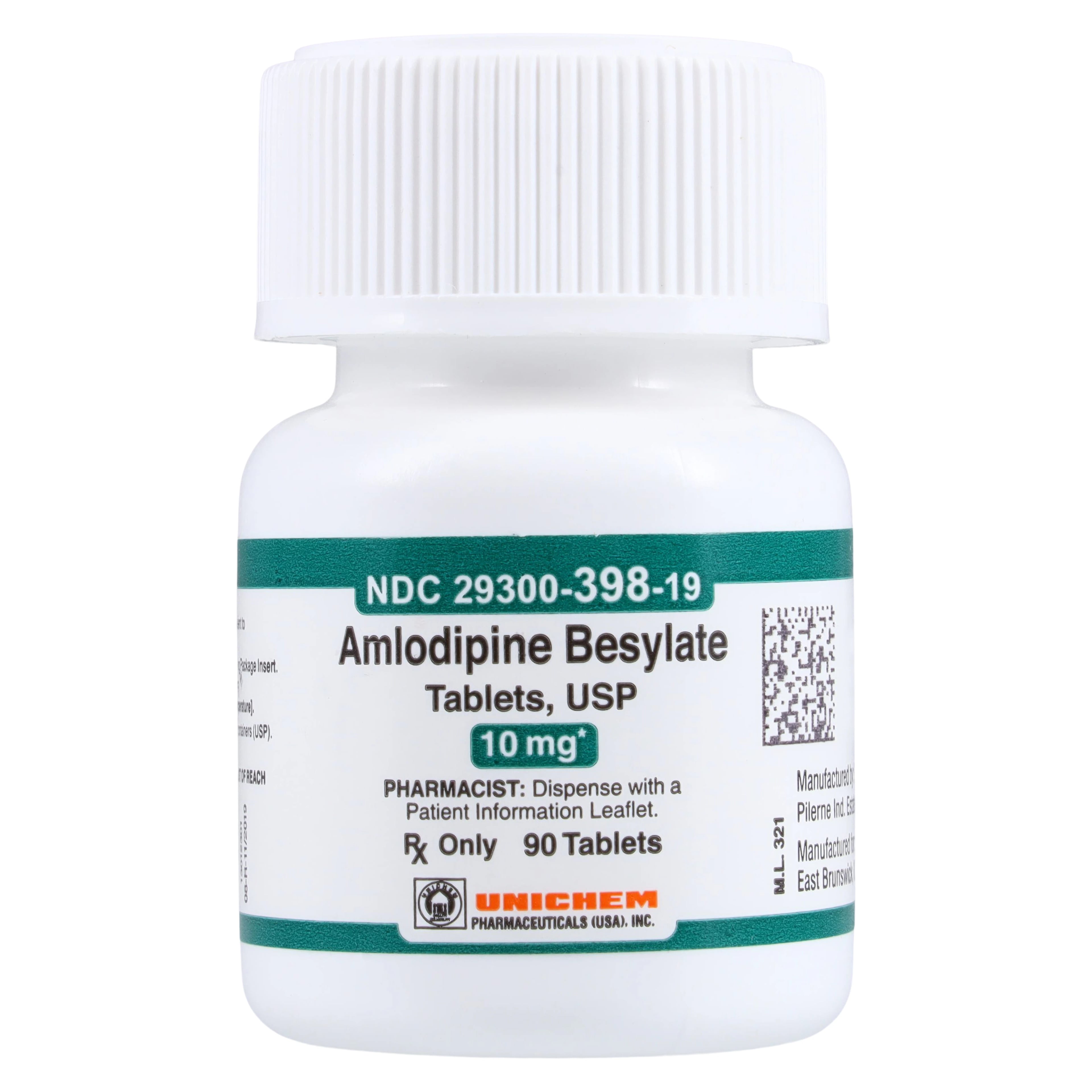 Amlodipine Besylate Tablets 10mg, 90 Count Bottle (Unichem Pharmaceuticals)