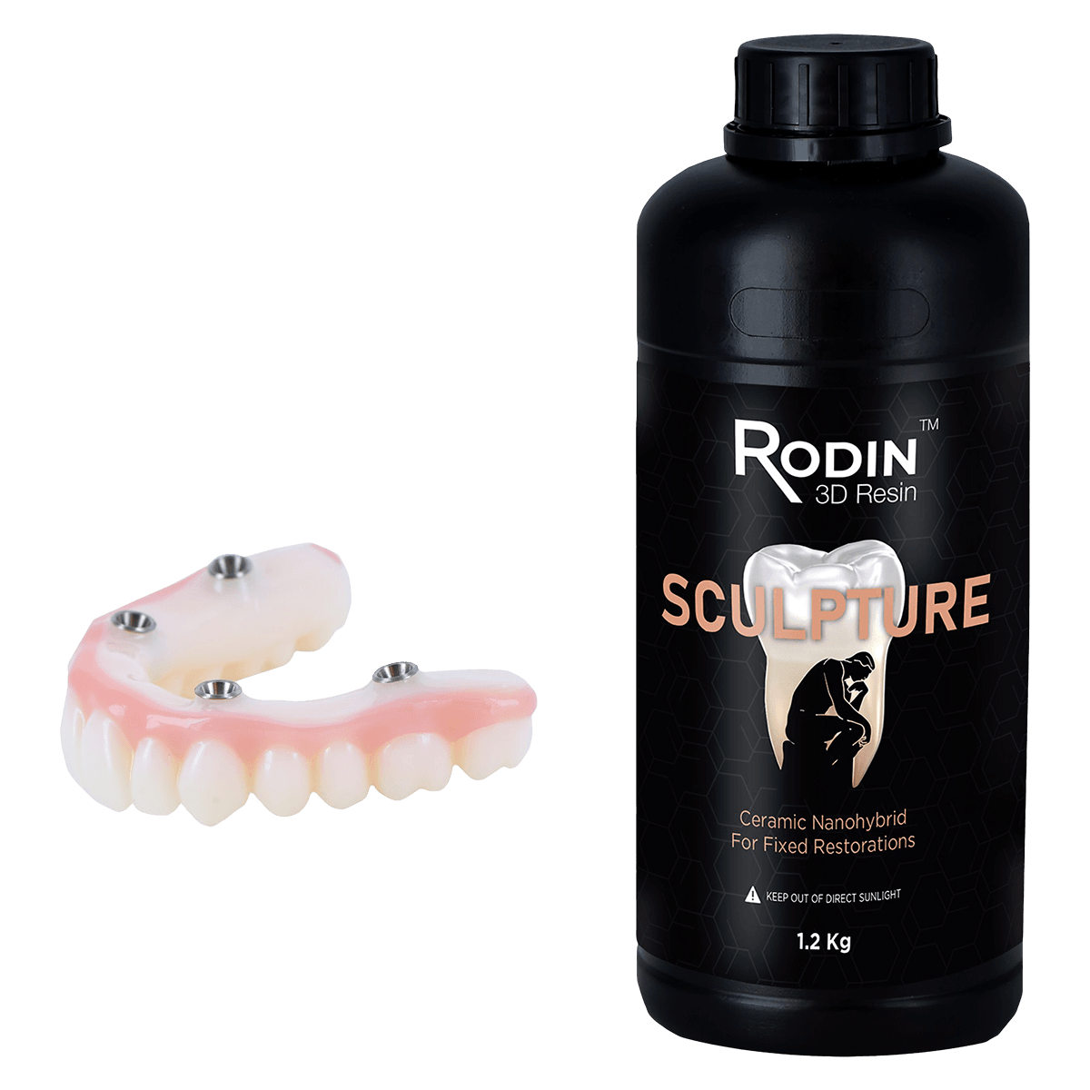 Rodin Sculpture Ceramic Nanohybrid 3D Resin, Shade C2, 1.2kg Bottle, #3DR-CNR-C2-1200