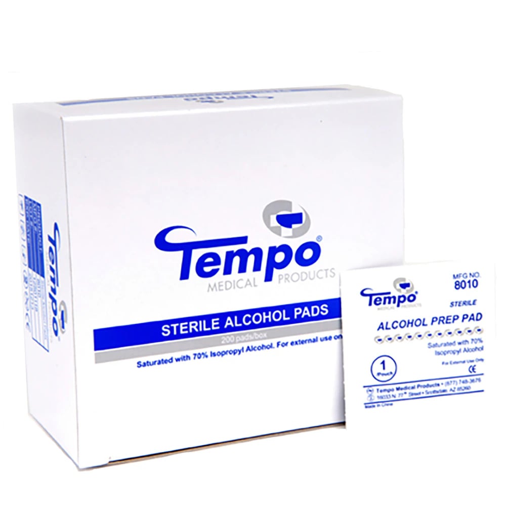 Tempo Medical Products Pad Prep Alcohol Sterile, 70% Isopropyl Alcohol