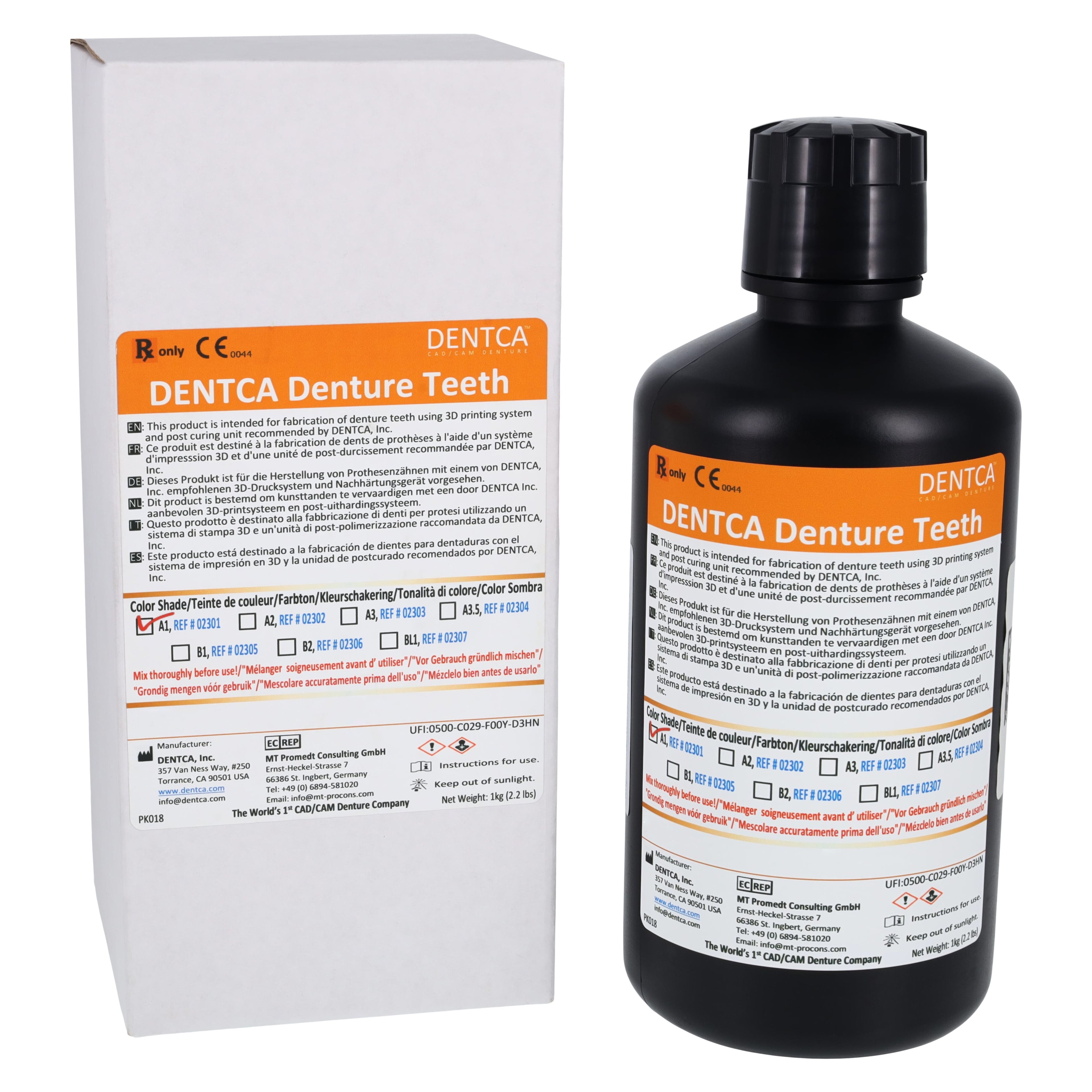 Dentca Denture Teeth 3D Print Resin, A1 Shade, 1 kg