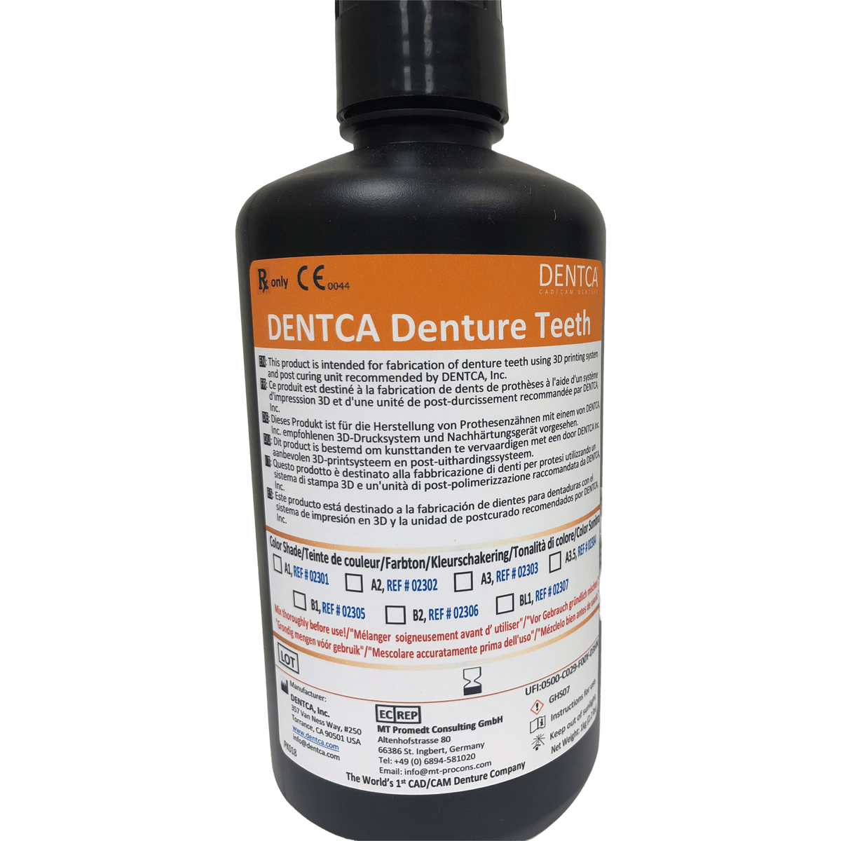Dentca Denture Teeth 3D Print Resin, A3.5 Shade, 1 kg Bottle