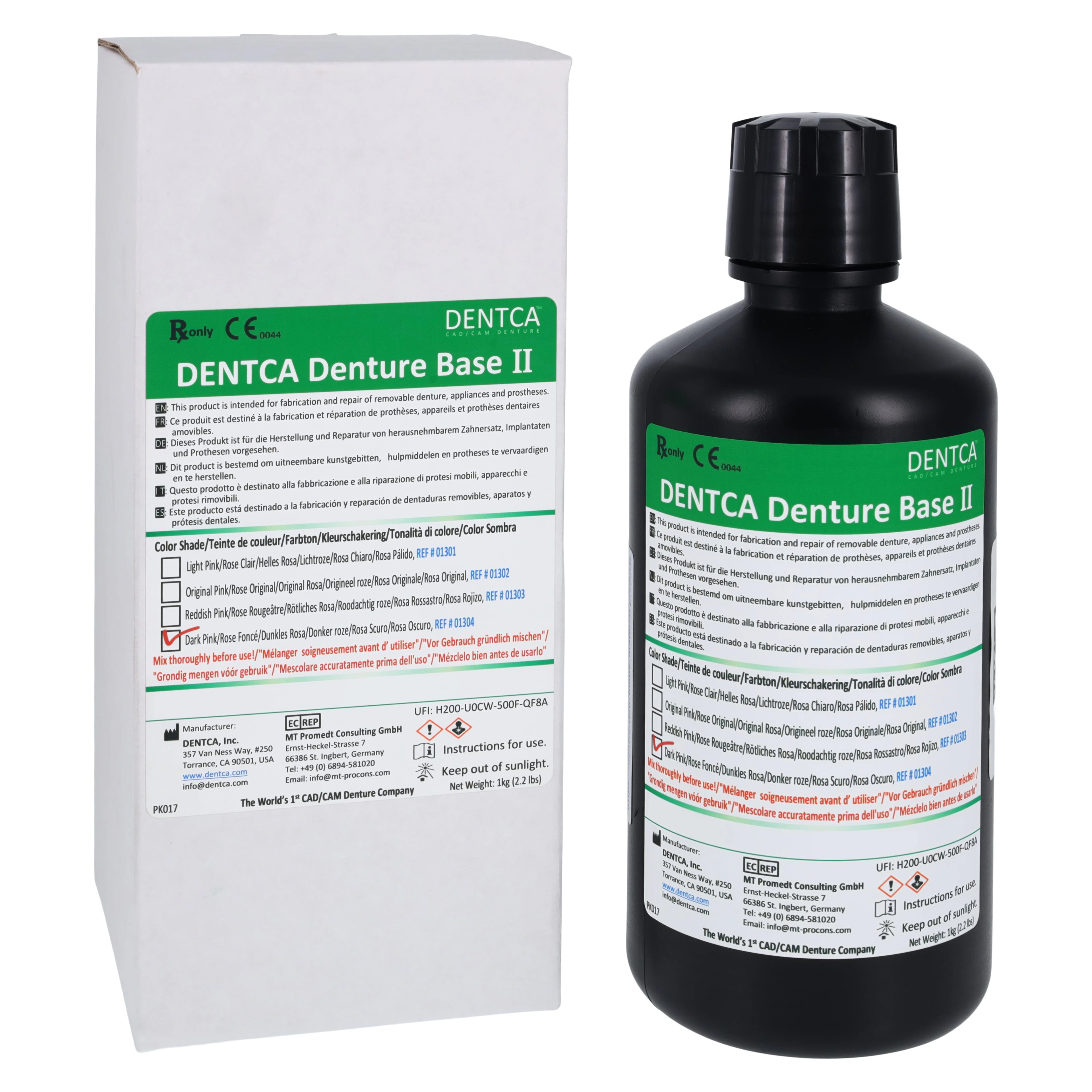 Dentca Denture Base II Printable Resin, Dark Pink, 1 kg