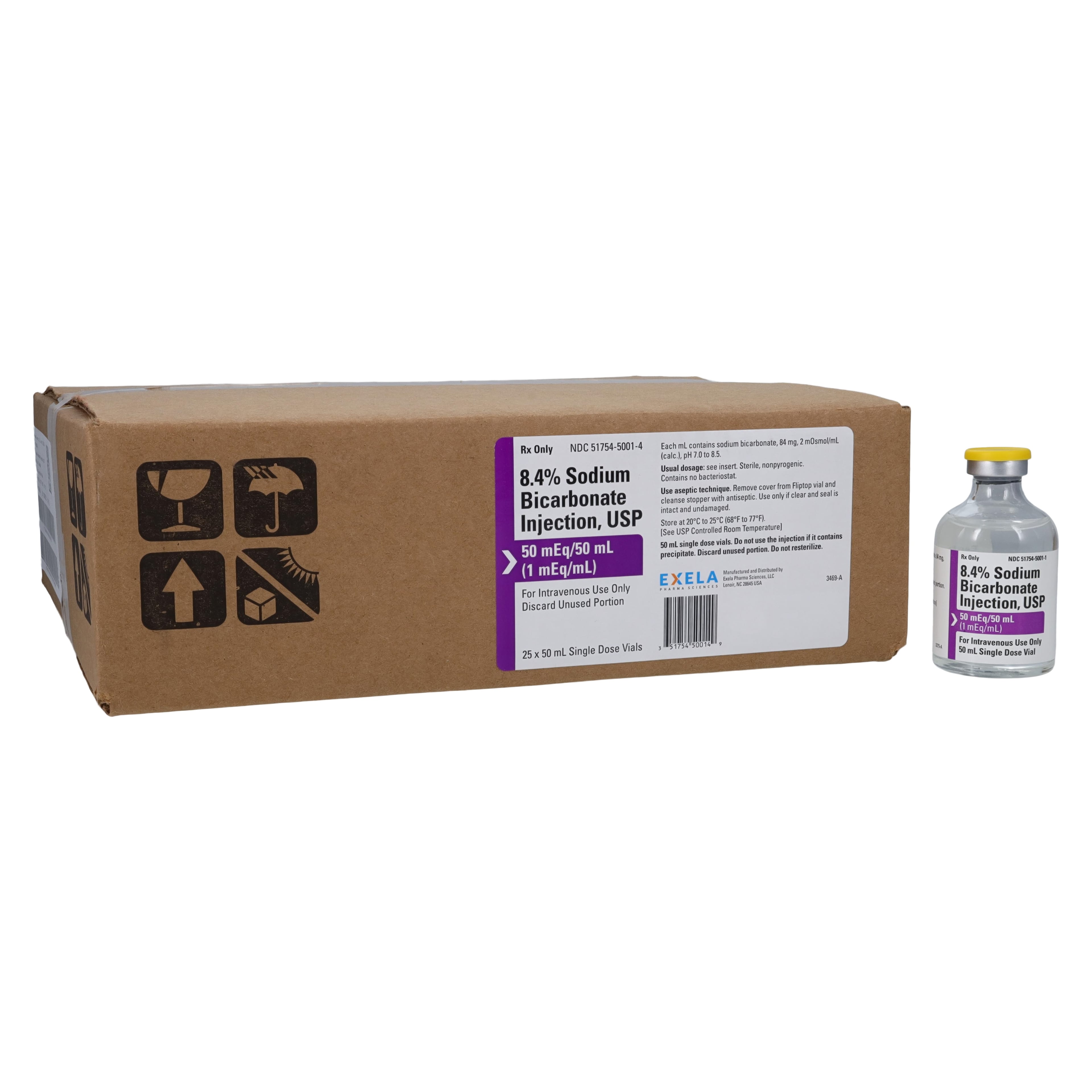 Sodium Bicarbonate Injection 8.4% SDV 50mL, 25/Package