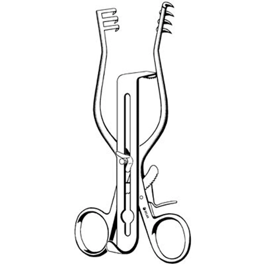 Henly Vascular Retractor, 6-1/2" Stainless Steel, 3x4 Prongs, Non-Sterile, Reusable