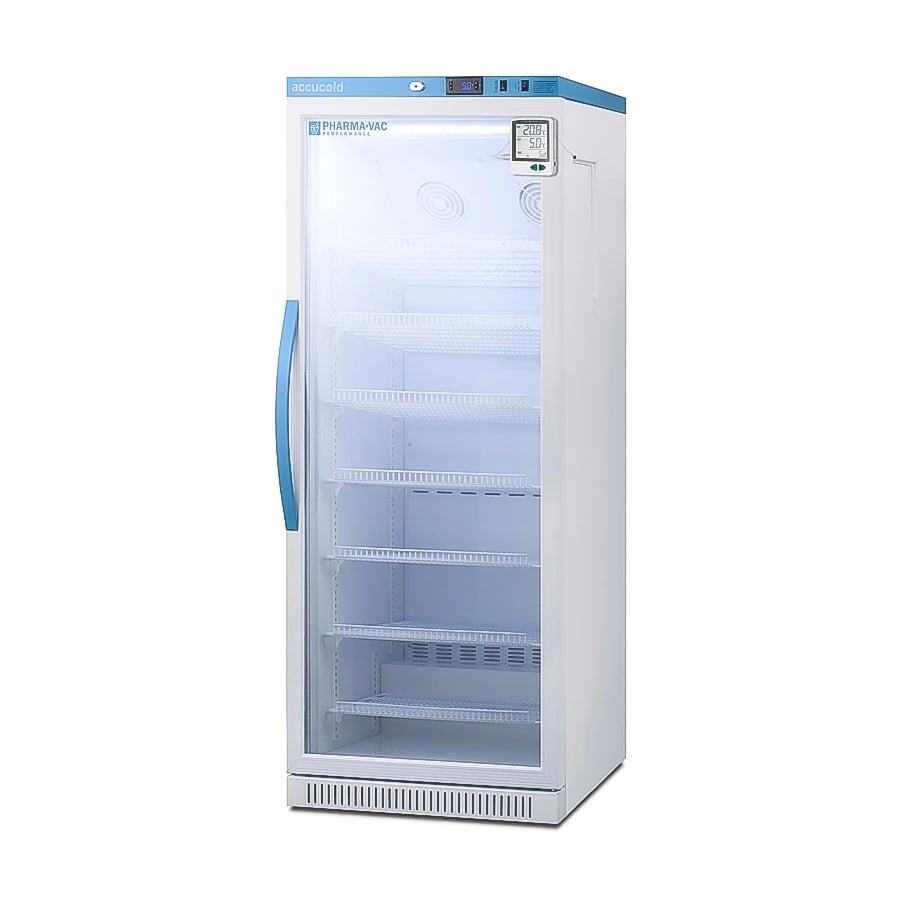 Accucold Performance Series Vaccine/Pharmacy Refrigerator, 12 Cu Ft, Upright Glass, Right Hinge, Factory Reversible, +2 to 8°C, Auto Defrost