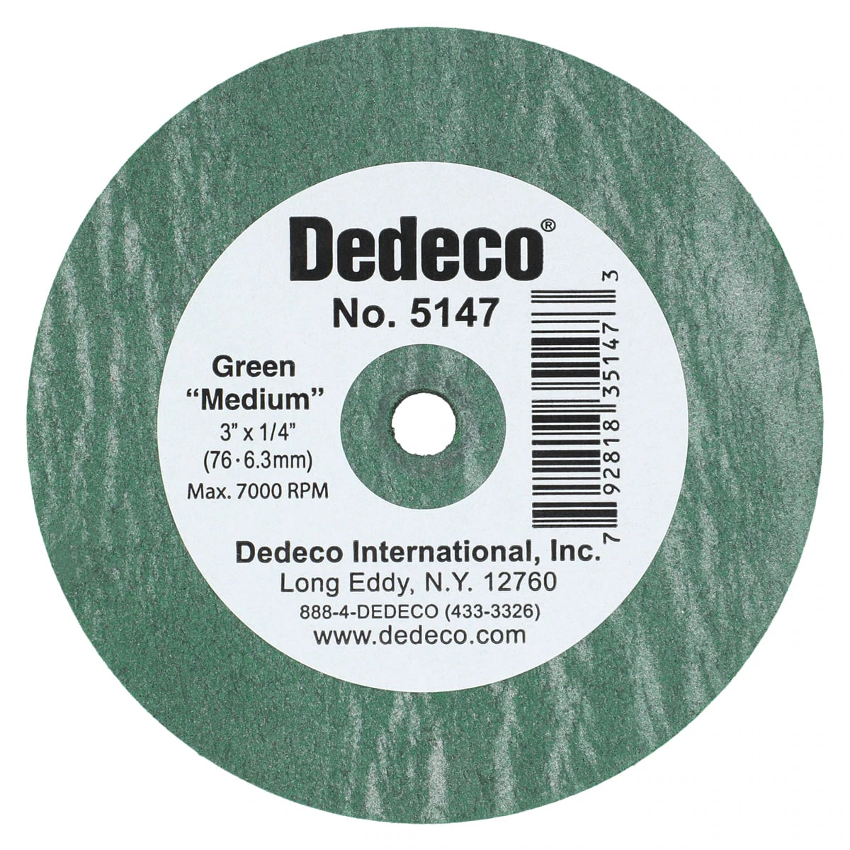 Dedeco Traditional Lathe Wheel, Green Medium, 3" x 1/4", 1/Pk, 5147