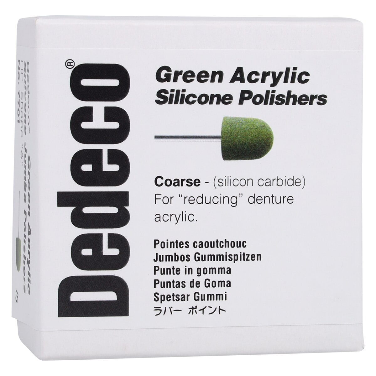 Dedeco Silicone Jumbos Acrylic Polisher, Shape A, Green, Coarse, HP 3/32" Shank, 5/Box