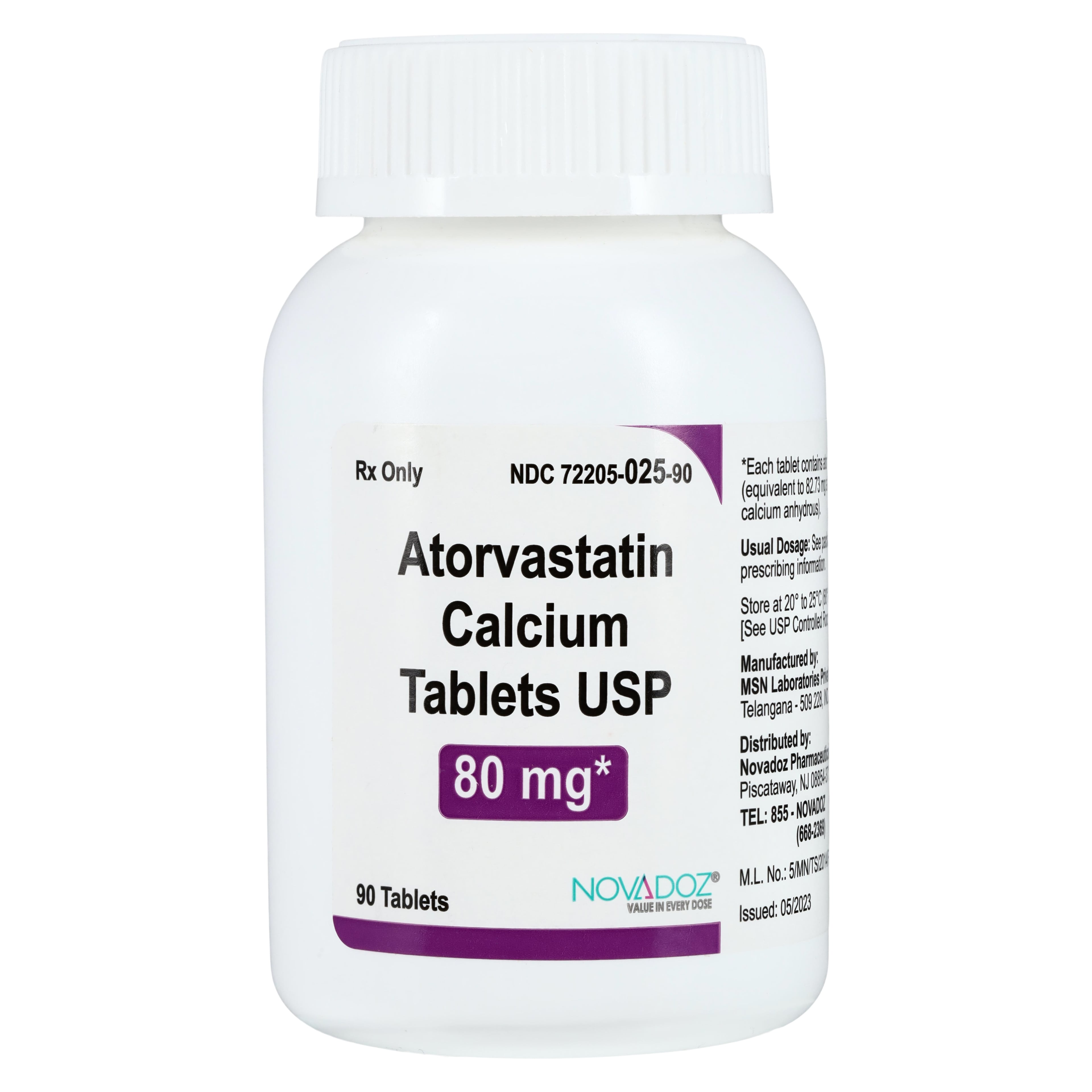 Atorvastatin Calcium Tablets, 80mg, 90/Bottle, Novadoz Pharmaceuticals