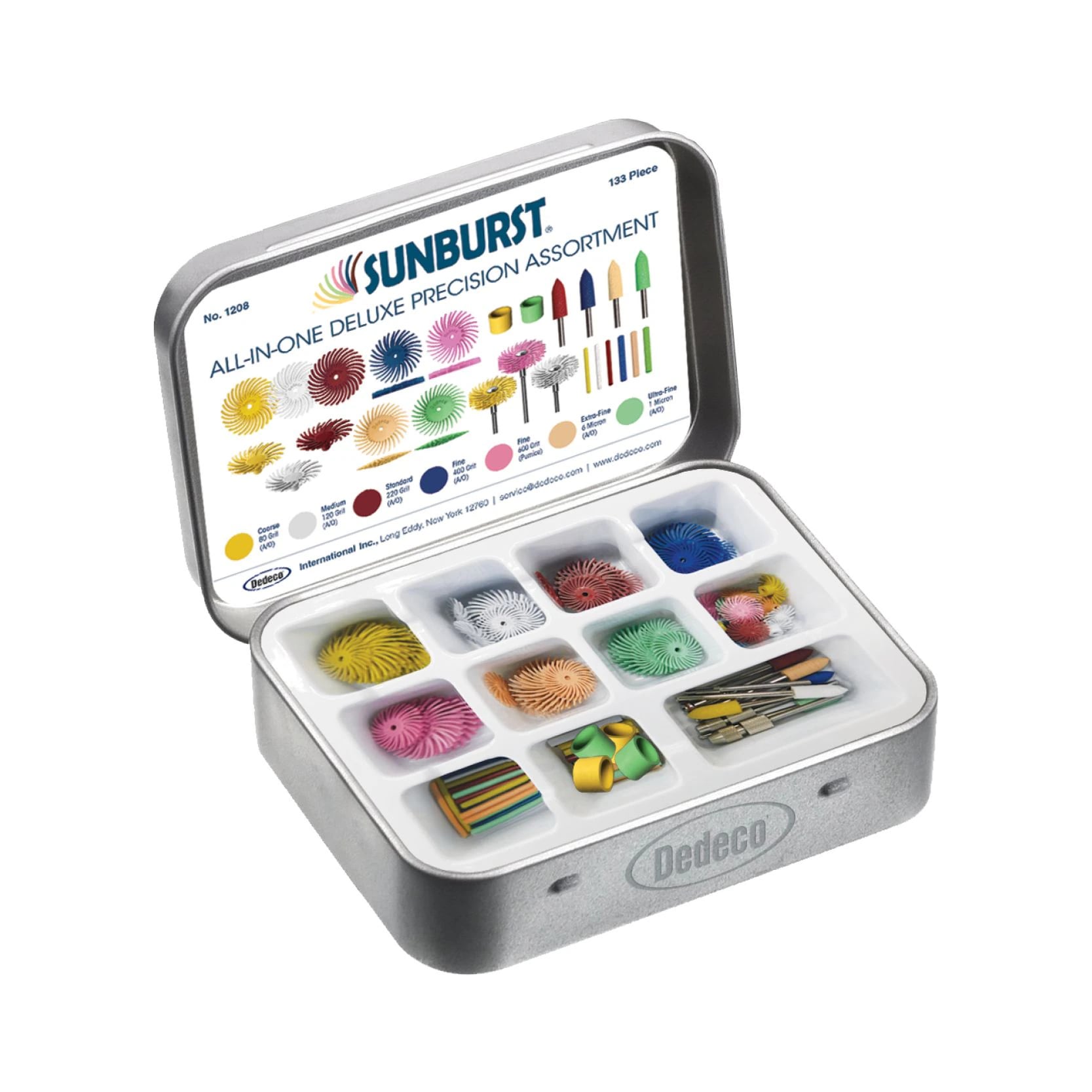 Dedeco Sunburst All-In-One Deluxe Assortment Kit, 133 Pieces, Finishing & Polishing Abrasives