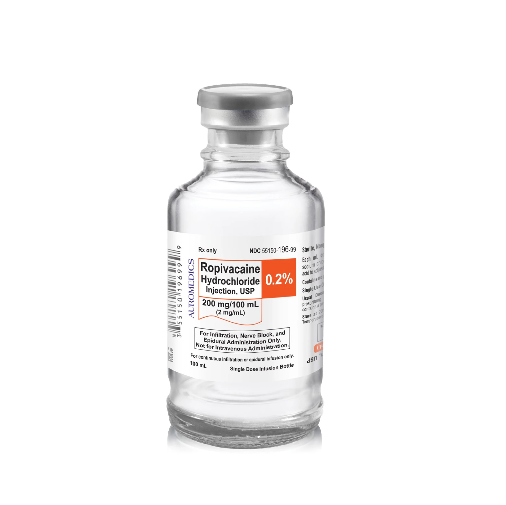 Ropivacaine HCl Injection 0.2% (2 mg/mL), Preservative-Free, Single-Dose Vial, 100 mL, Eugia US LLC