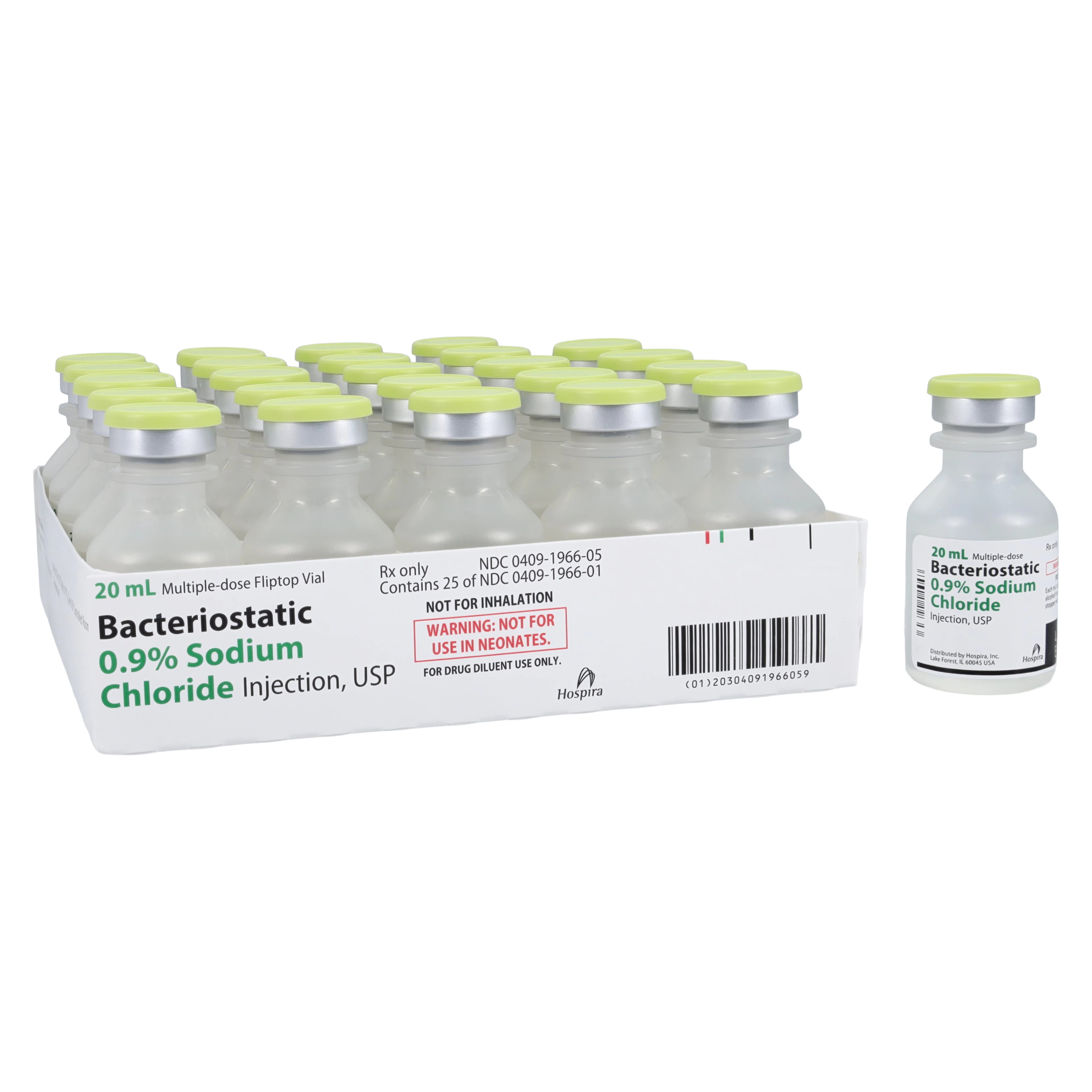 Bacteriostatic Sodium Chloride Injection 0.9% MDV, 20mL, 25/Package, Pfizer