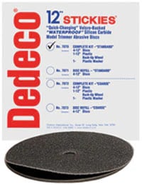 Dedeco Stickies 12" Velcro-Backed Model Trimmer Discs, Standard 50-Grit Kit (4 Discs, Plastic Back-Up Wheel & Washer)