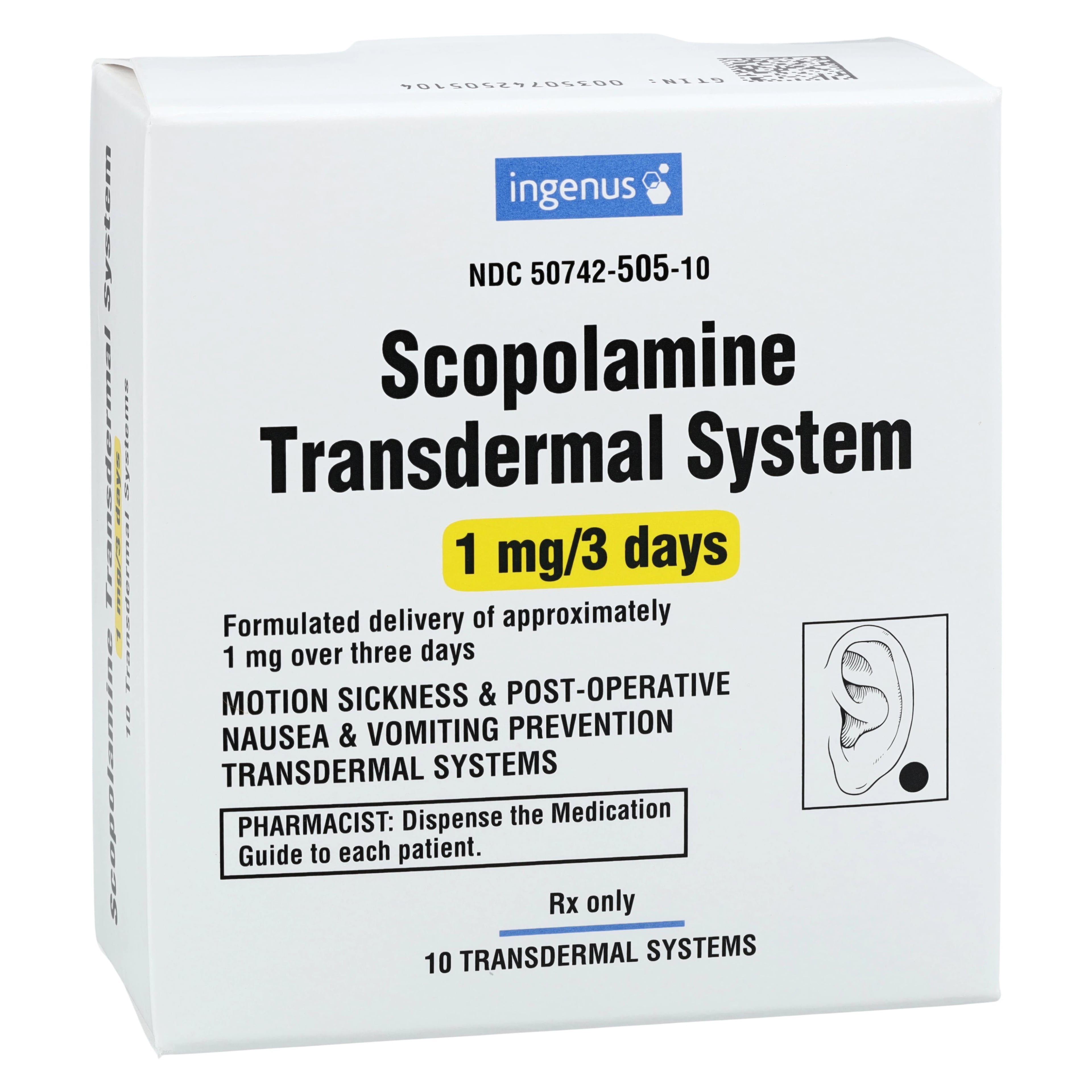 Scopolamine Transdermal System 1mg/3 Days, 10/Package