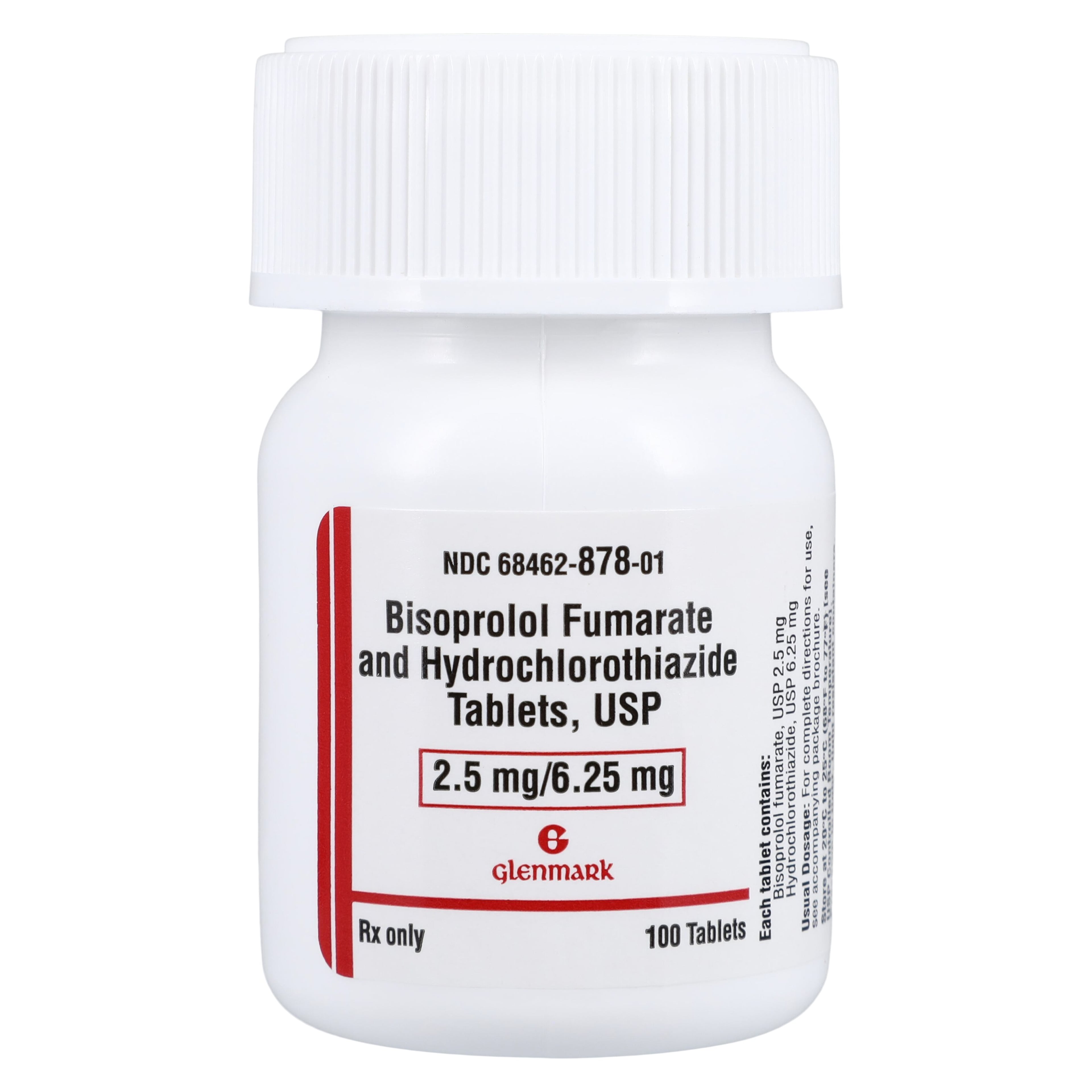 Bisoprolol Fumarate/HCTZ Tablets 2.5mg/6.25mg, 100/Bottle, Glenmark Pharmaceuticals