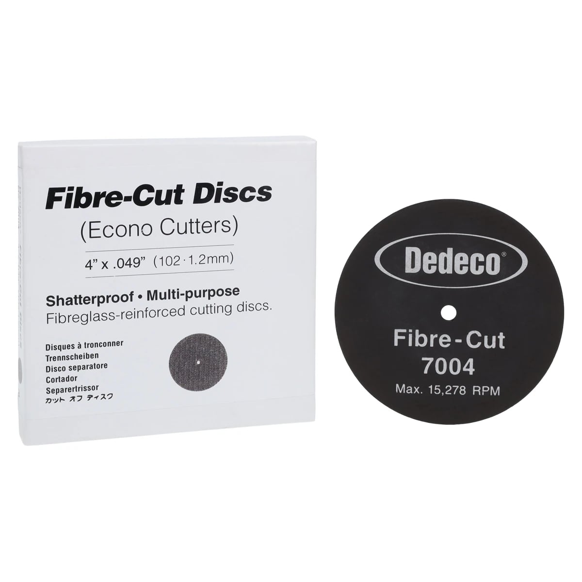 Dedeco Fibre-Cut Discs, 4" x .049", Aluminum Oxide, 6/Box, 7004
