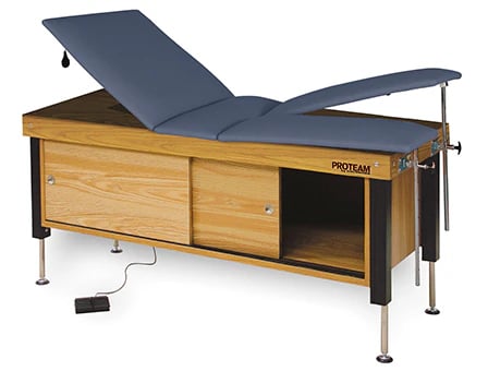Proteam Treatment Table, Power Split Leg, Oak, 500 lb Capacity