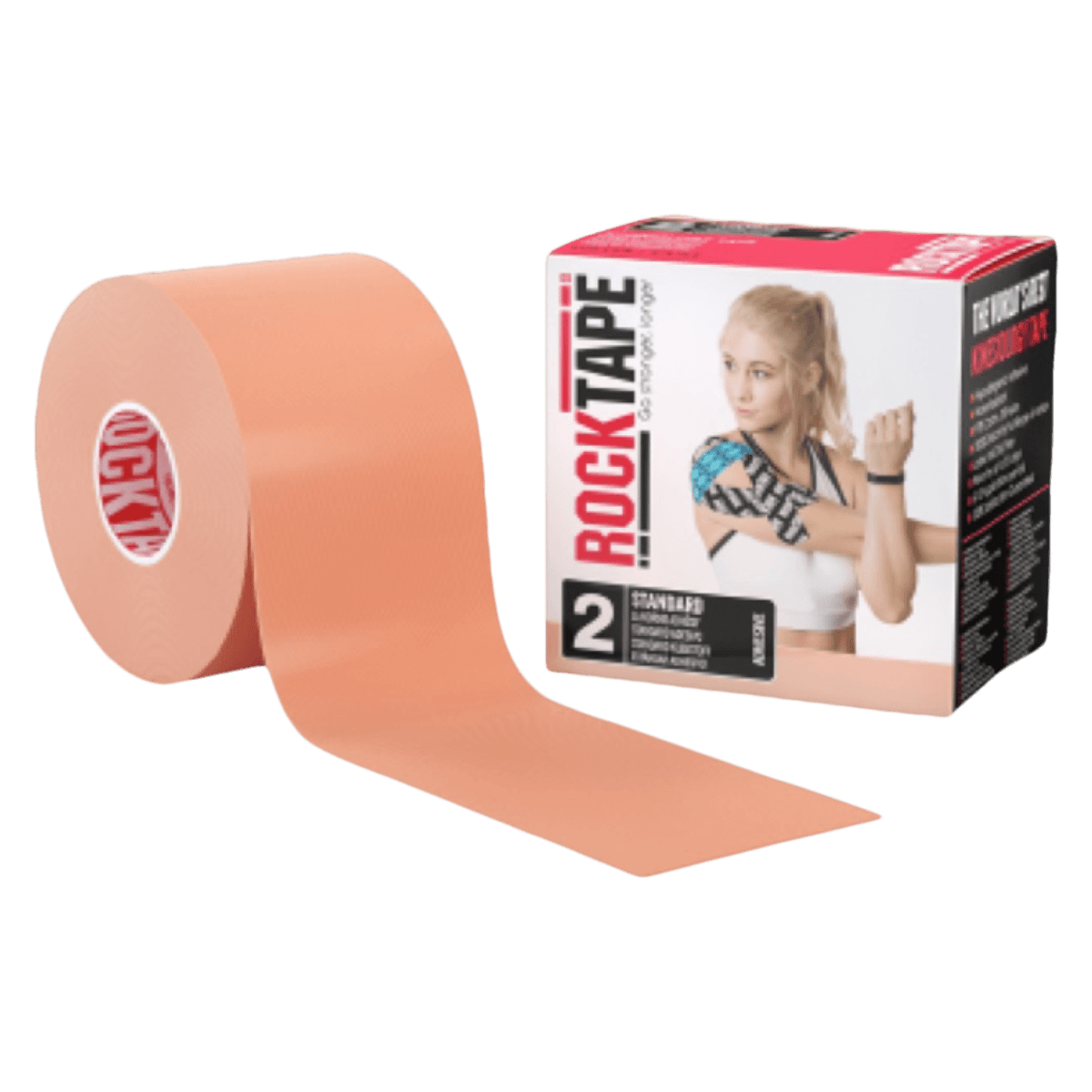 RockTape Kinesiology Tape, 97% Cotton/3% Nylon, 2" x 16.4', Beige, Each