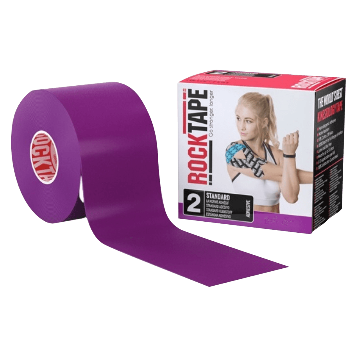 RockTape Kinesiology Tape, 97% Cotton/3% Nylon, 2" x 16.4', Purple, Each