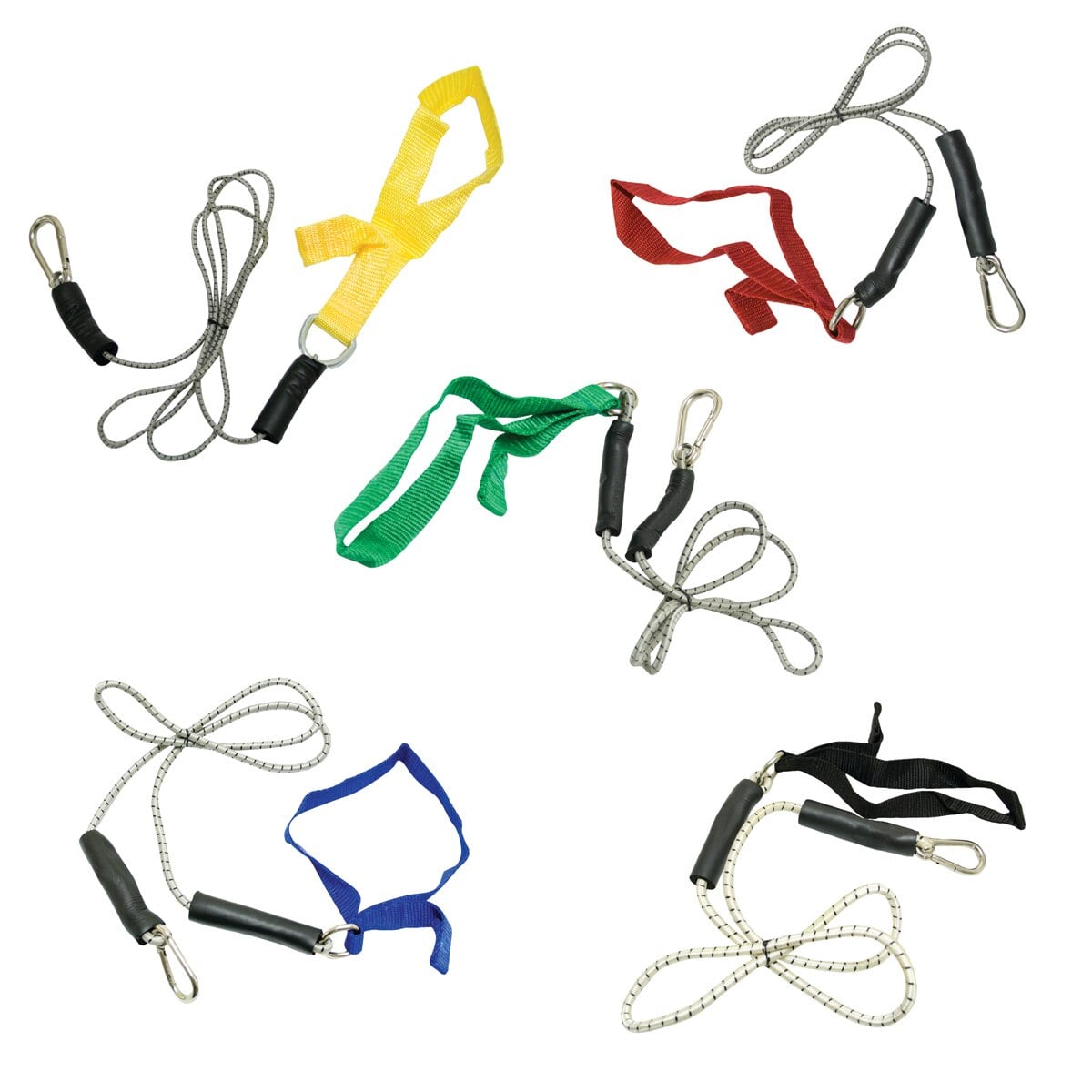 CanDo Bungee Cord, 4 ft, Assorted Colors (Yellow/Red/Green/Blue/Black)