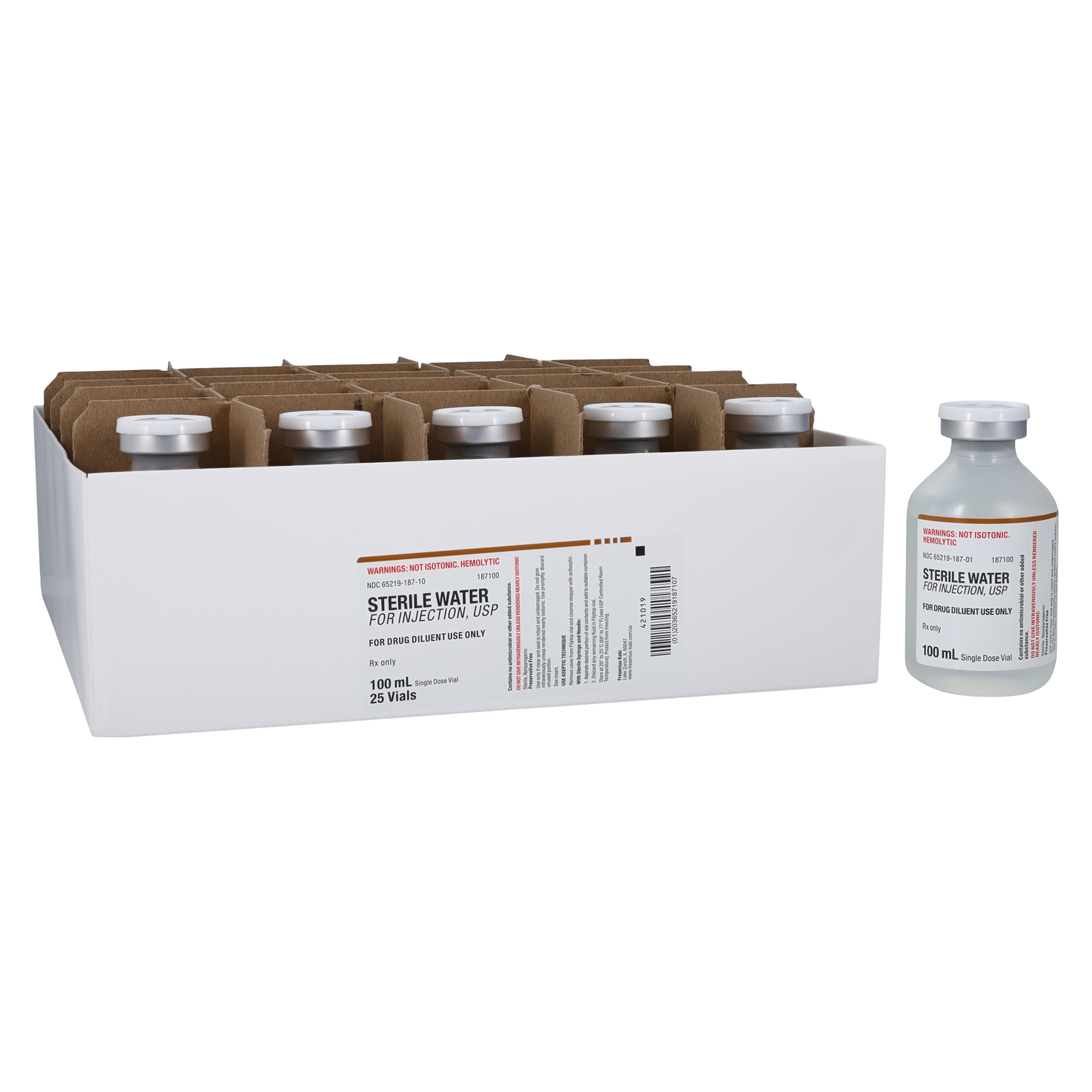 Sterile Water Injection SDV 100mL, 25/Package