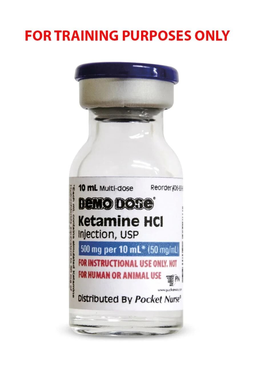 Pocket Nurse Training Demo Dose Ketamine HCL Injection, 10mL, Instructional Use Only, 01KWC87QEDX9PVCRDZYZH3MMQZ