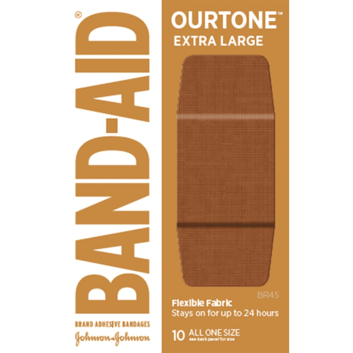 Band-Aid Ourtone Adhesive Bandage, Fabric, XL, BR45, Sterile, 10/Box